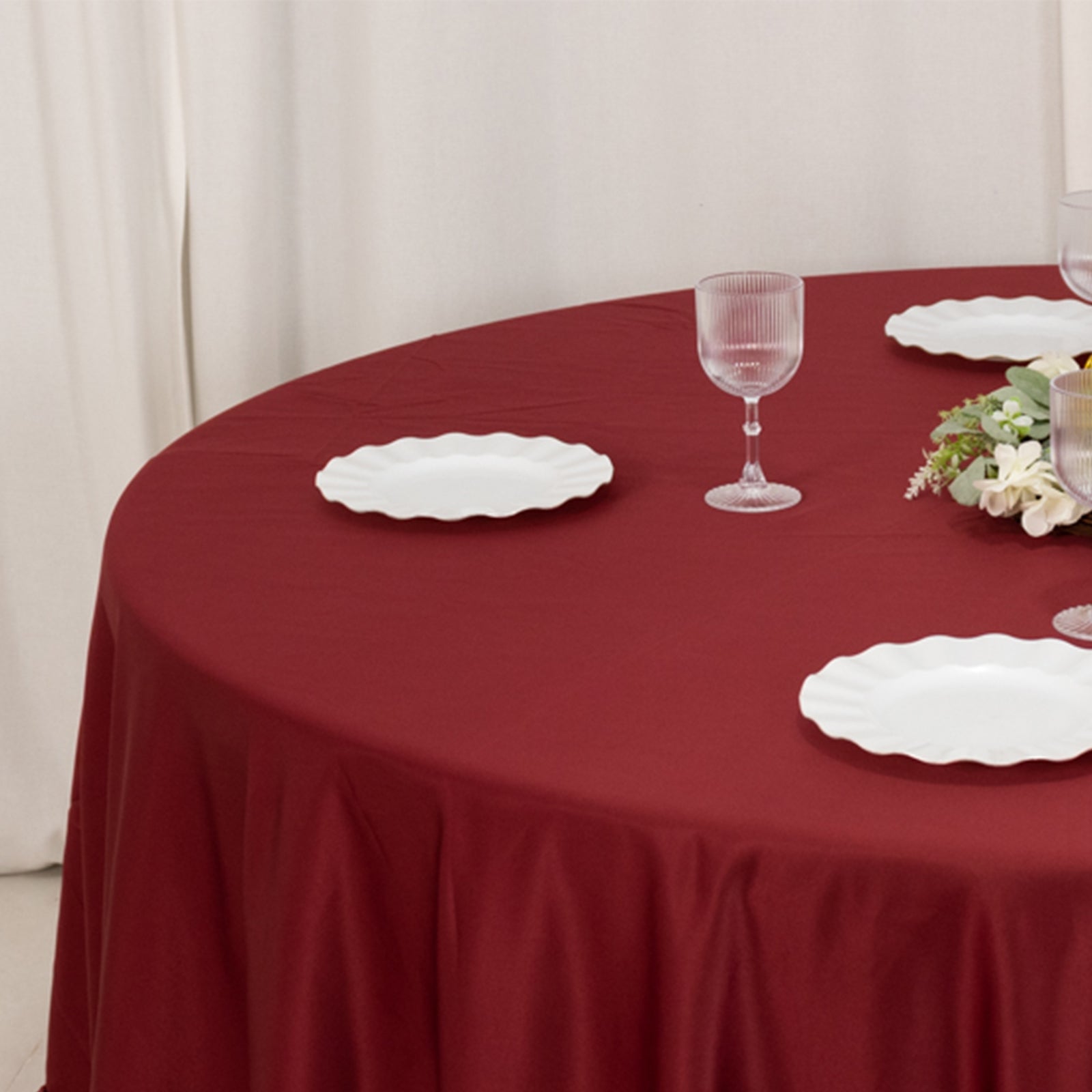 Lamour Satin 108 Round Tablecloth Burgundy - Durable & Silk-Like Table Cover