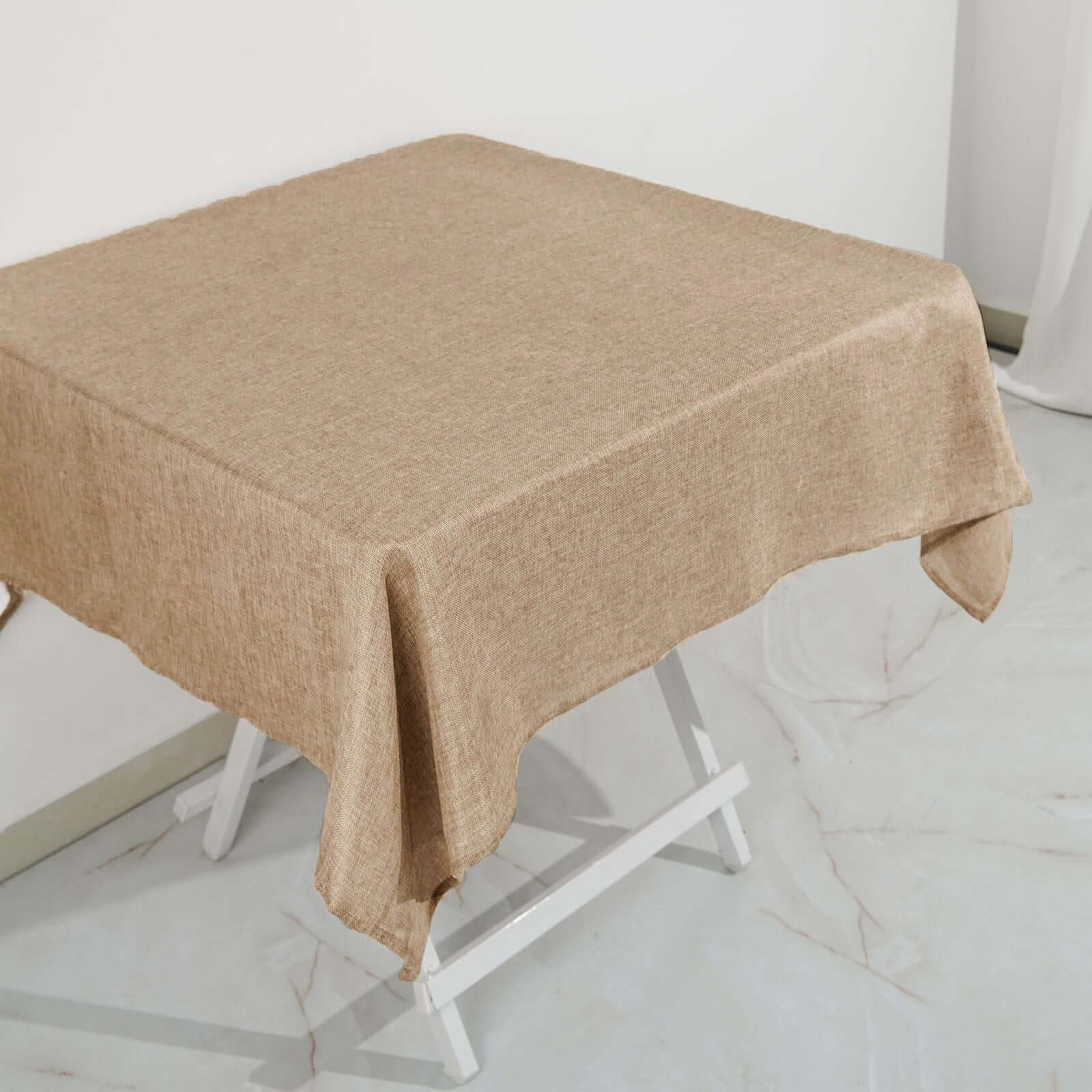 Faux Burlap Jute 54x54 Square Tablecloth Natural - Rustic Event Table Linen