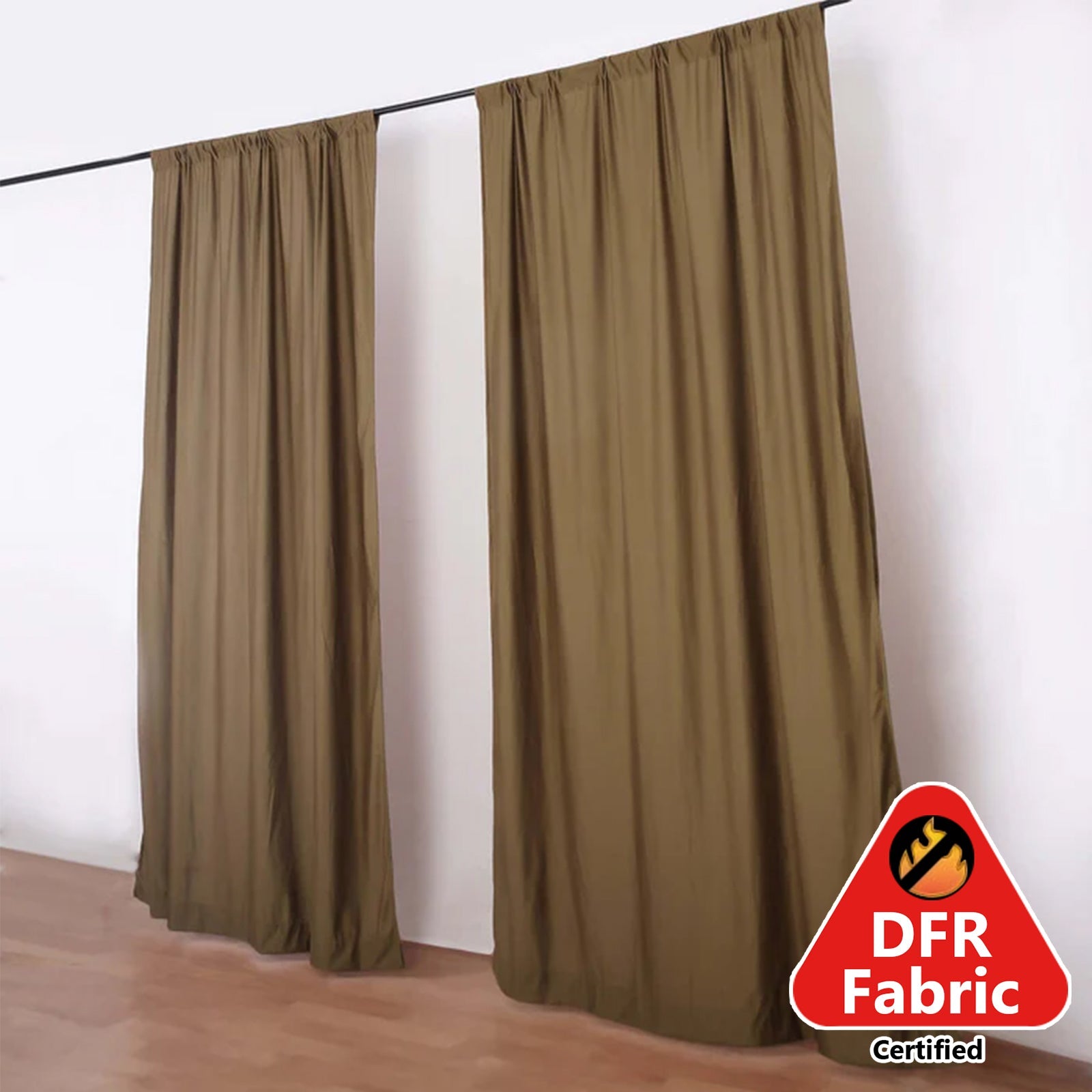 2 Pack Taupe Scuba Polyester Event Curtain Drapes, Durable Flame Resistant Backdrop Event Panels Wrinkle Free with Rod Pockets - 10ftx10ft