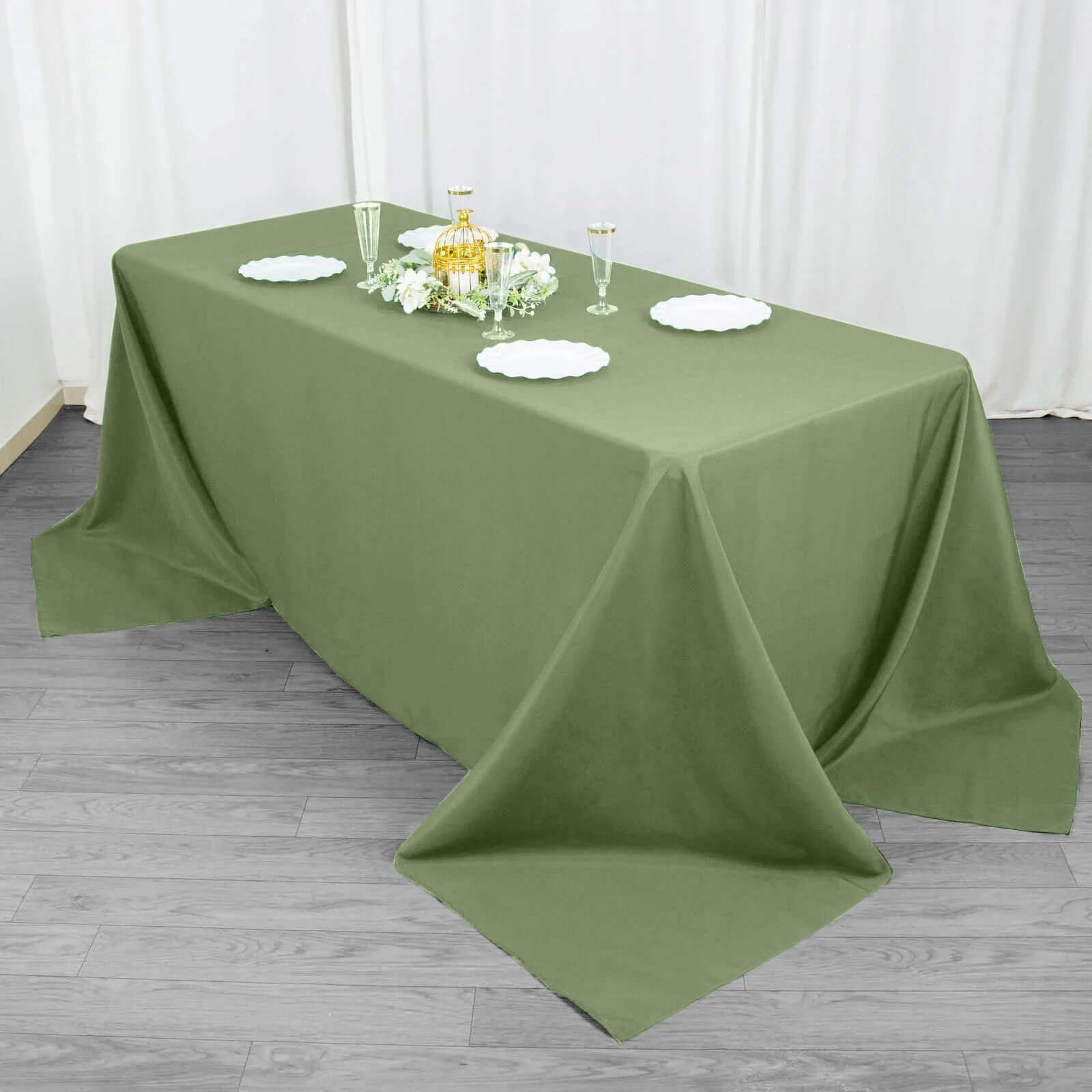 Premium Polyester 90x132 Rectangle Tablecloth Dusty Sage Green - Seamless 220GSM Stain-Resistant Table Cover