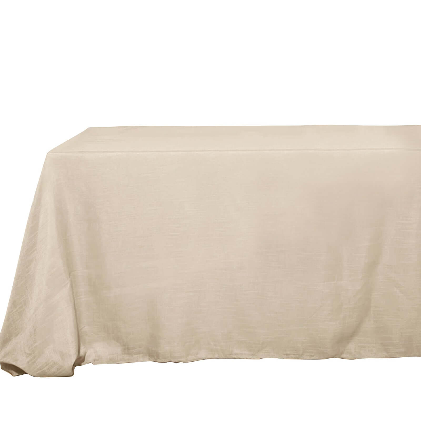 Faux Linen 90x156 Rectangular Tablecloth Beige - Slubby Texture Wrinkle-Resistant Seamless Table Cover