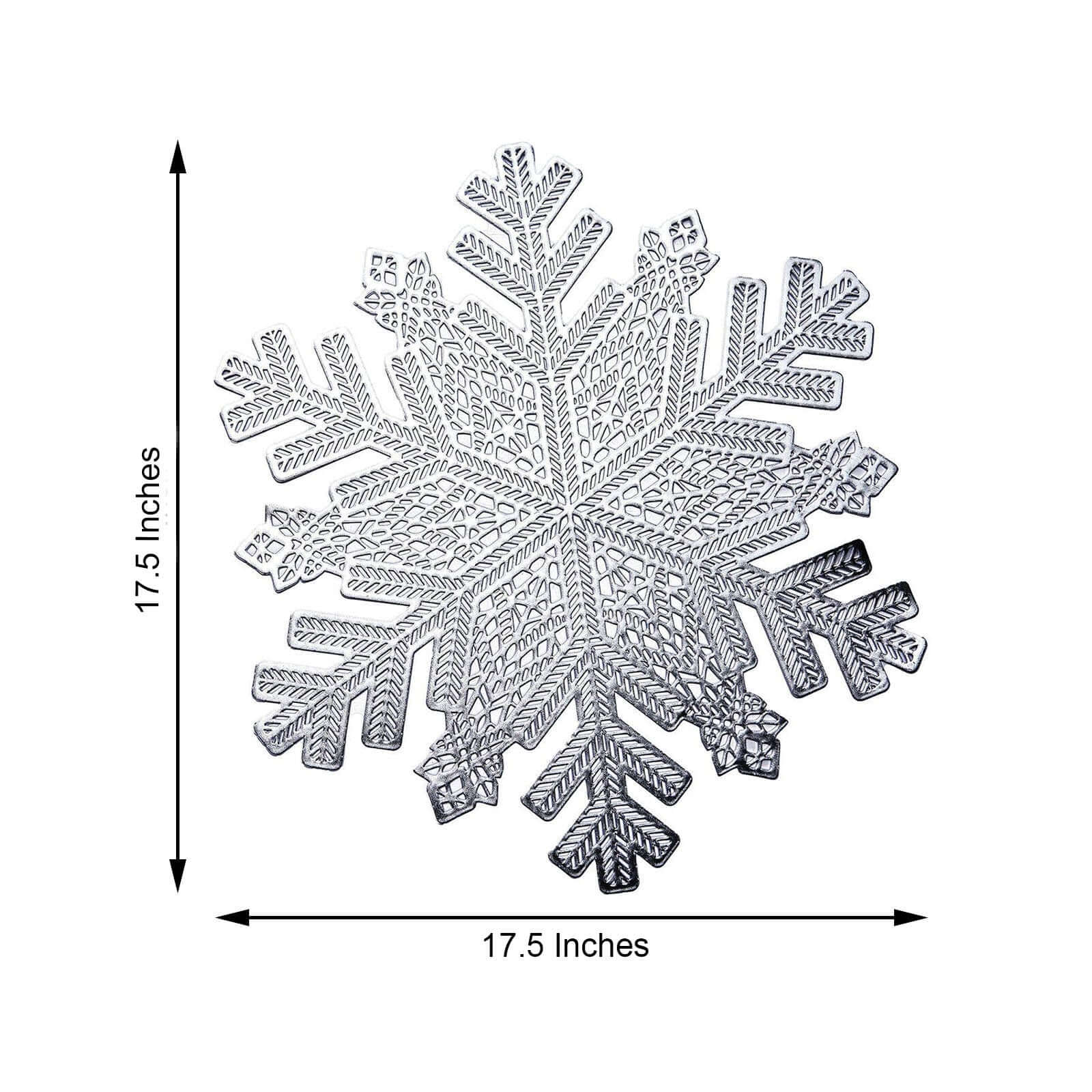 6-Pack Dining Table Mats Snowflake Design Silver - Vinyl Non-Slip Surface for Winter Decor 18