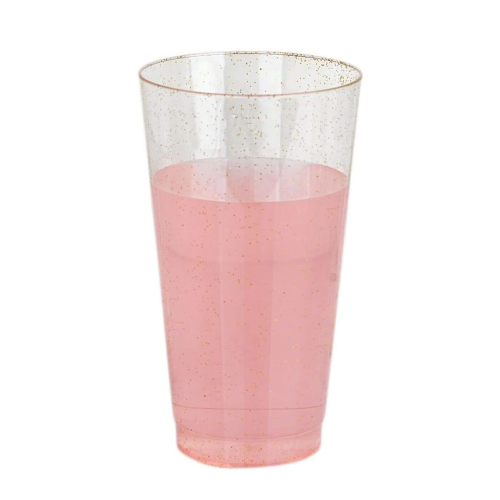 12-Pack Plastic Party Cups Clear Gold Glitter - Durable Disposable Tumblers for Drinks 17oz 5.5