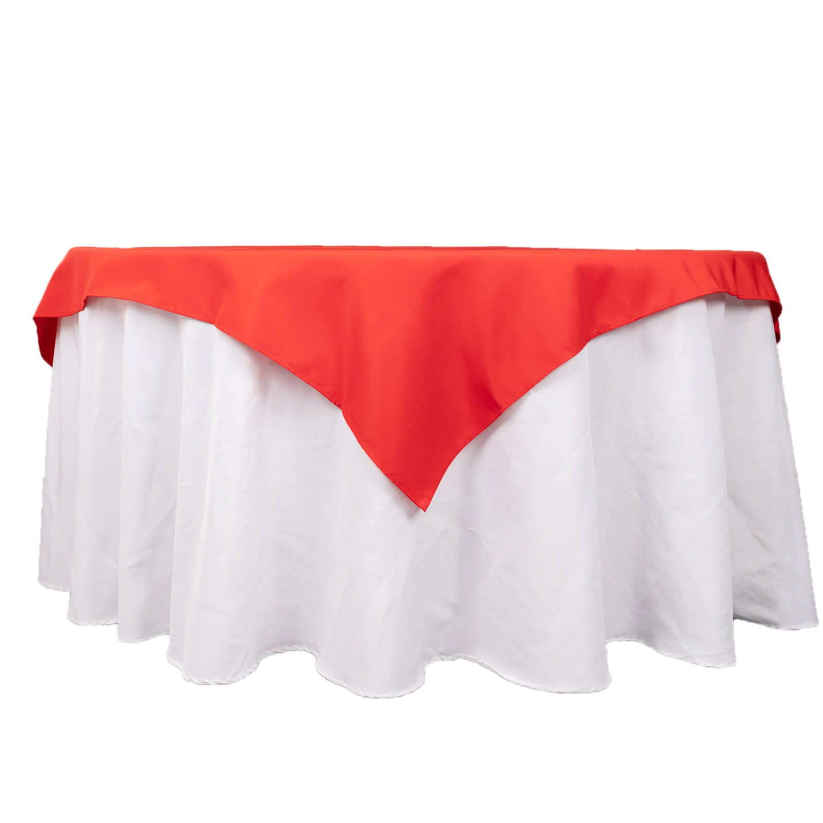 Premium Polyester 54x54 Table Overlay Square Tablecloth Red - Stain and Wrinkle-Resistant 220GSM Table Topper