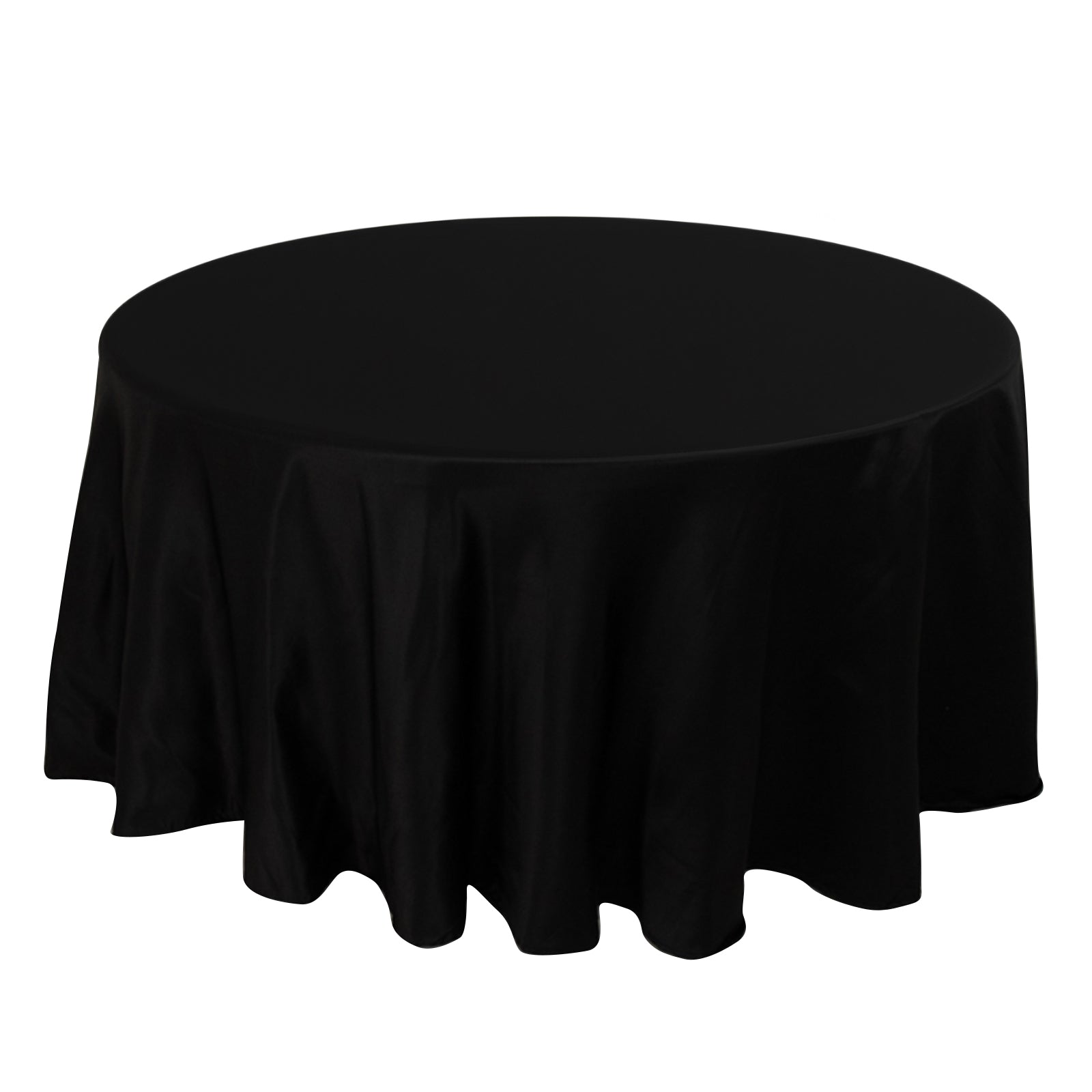 Lamour Satin 120 Round Tablecloth Black - Seamless Table Cover with Soft Tempered Sheen for Upscale Gatherings