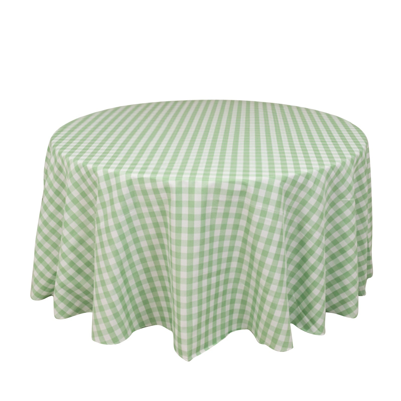 Polyester 120 Round Tablecloth White/Sage Green Seamless - Checkered Buffalo Plaid Table Cover