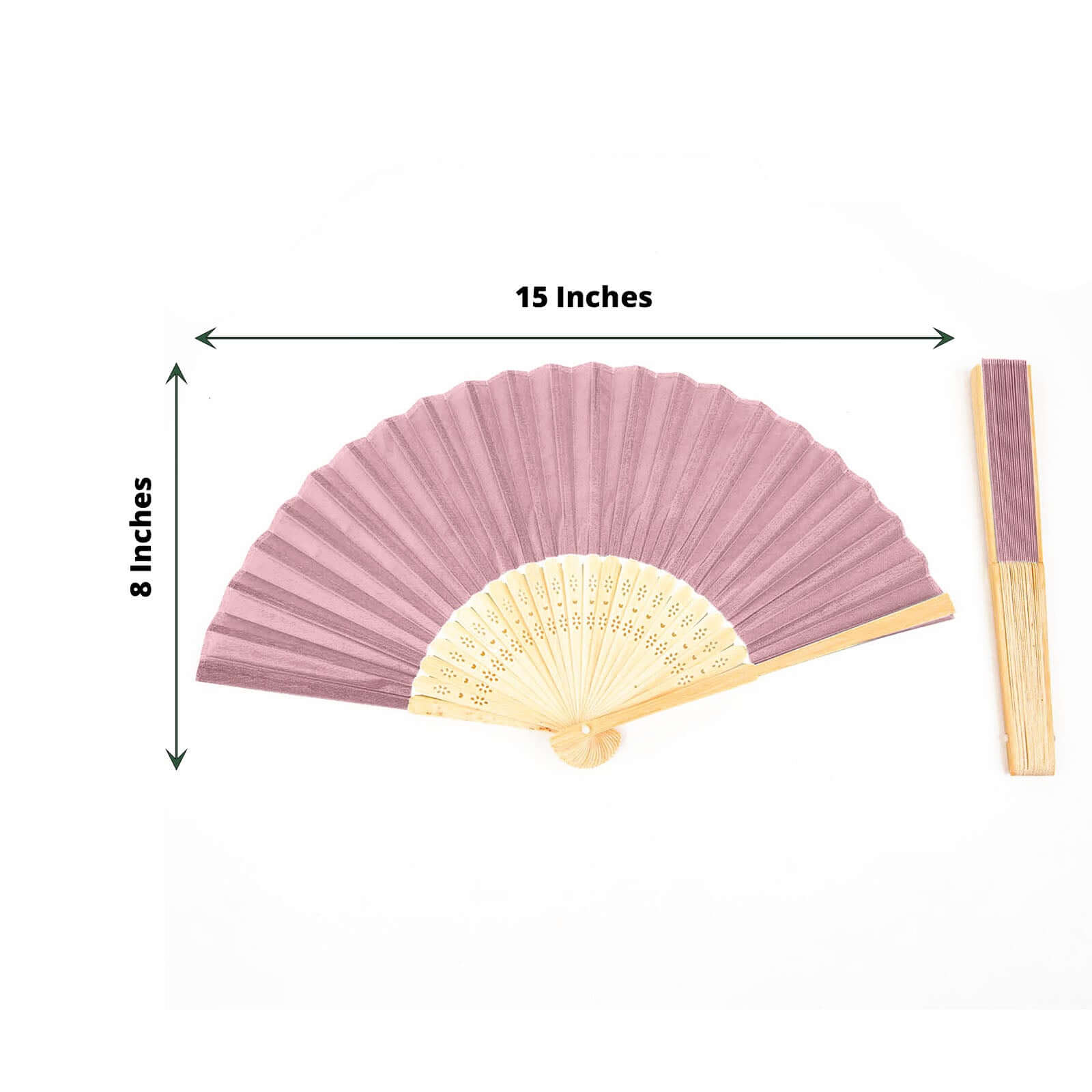 5 Pack Dusty Rose Asian Silk Folding Fans Party Favors, Oriental Folding Fan Favors