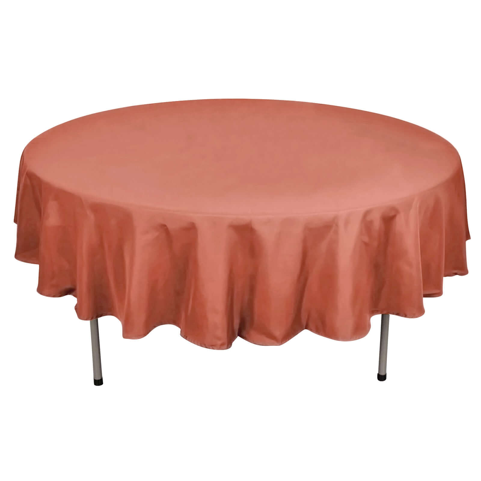 Polyester 90 Round Tablecloth Terracotta (Rust) - Stain & Wrinkle-Resistant Table Cover