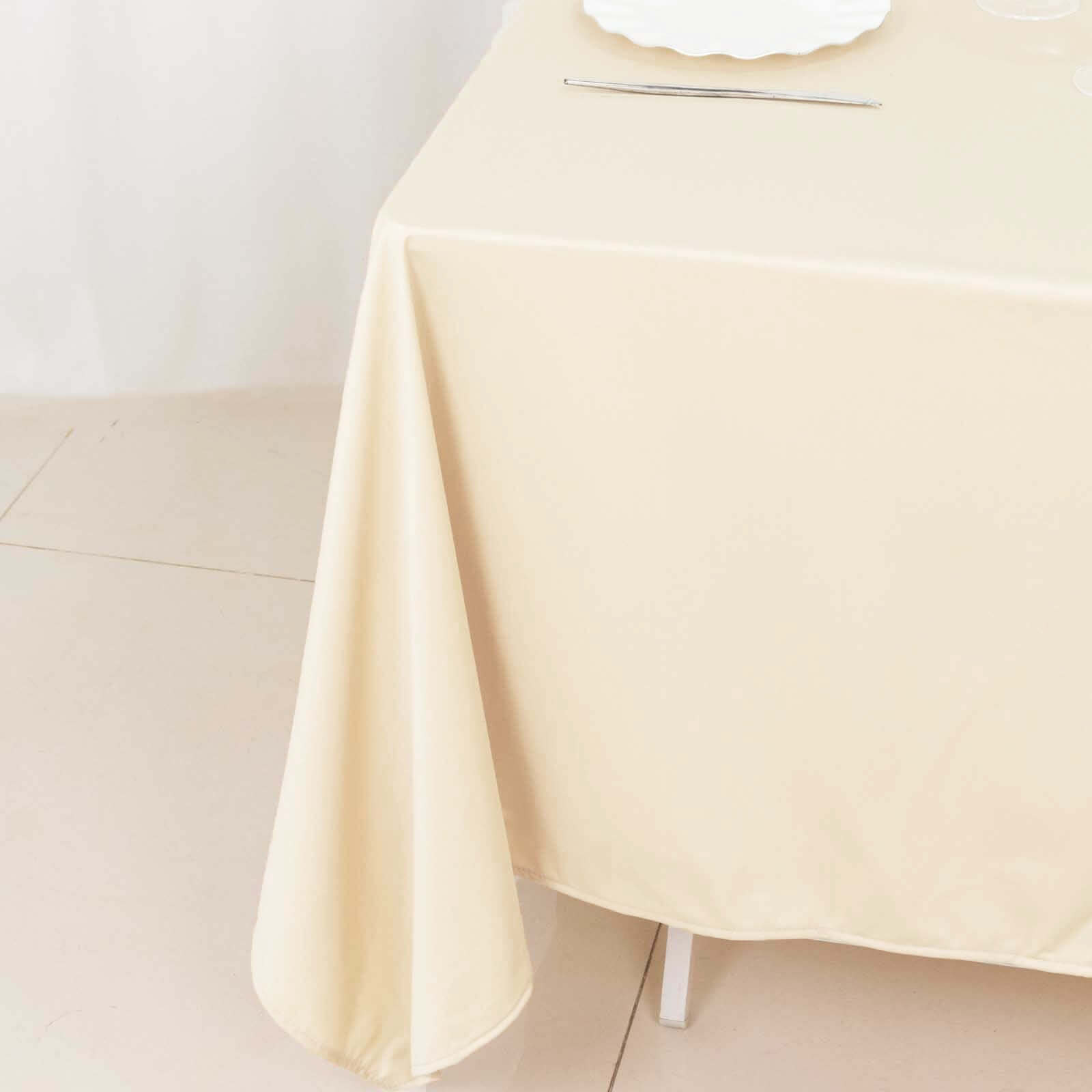 Premium Scuba Square 70x70 Tablecloth Beige - Wrinkle Free & Stain Resistant Table Cover