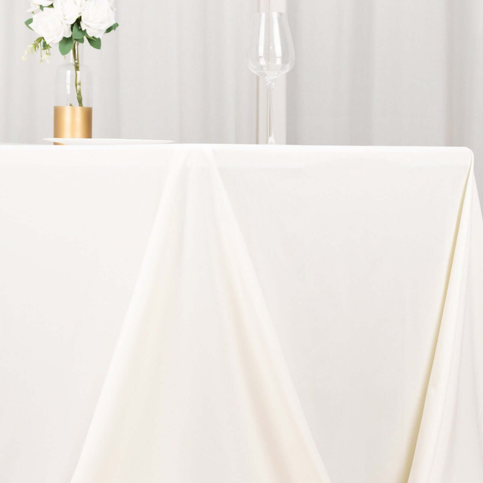 Premium Scuba Rectangular 90x156 Tablecloth Ivory - Wrinkle Free, Stain Resistant & Seamless Table Cover