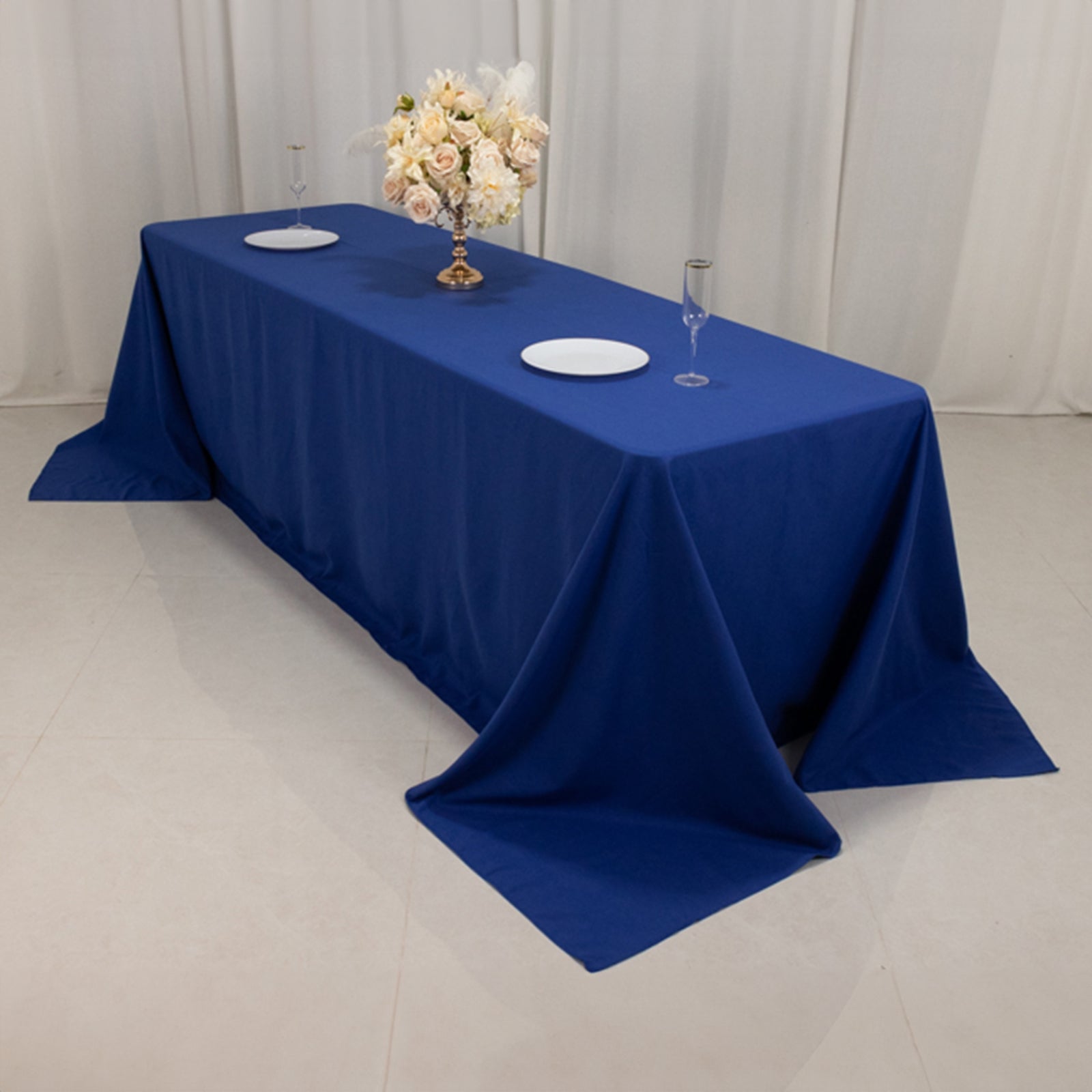 Cotton Blend 90x156 Rectangle Tablecloth Royal Blue - Seamless Wrinkle-Resistant Table Cover