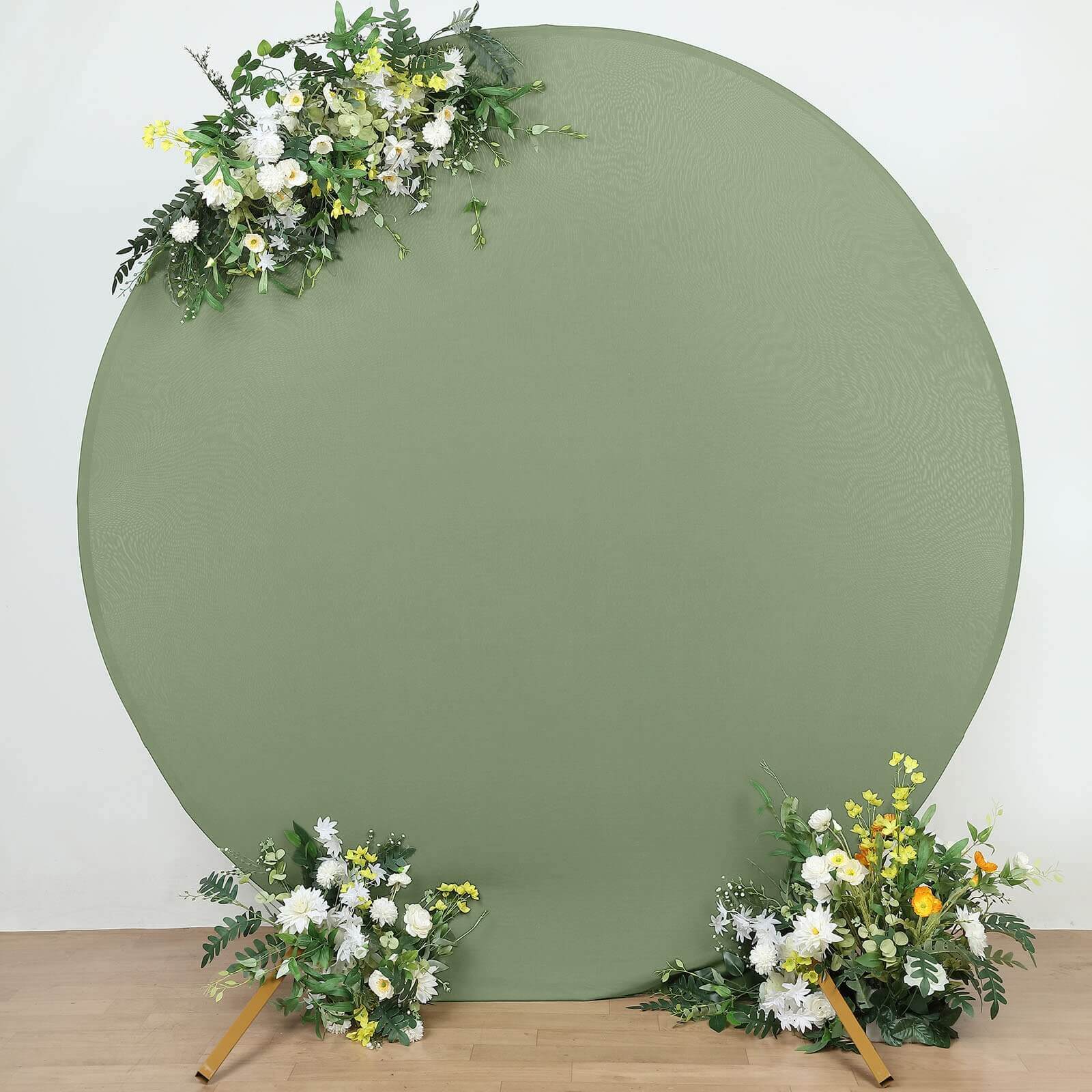 7.5ft Dusty Sage Green Round Spandex Fit Party Backdrop Stand Cover