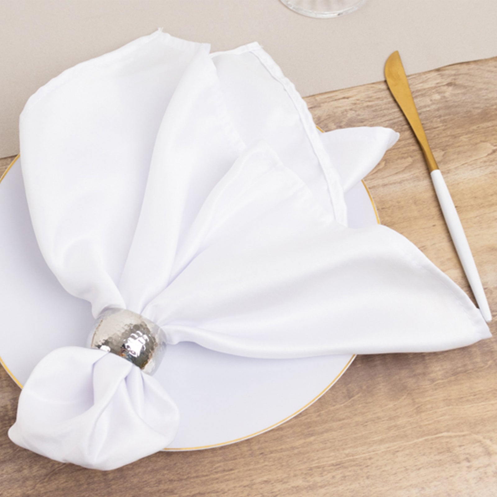 5 Pack Lamour Satin 20x20 Napkins White - Exquisite Dinner Napkins with Soft Matte Finish for Weddings & Events