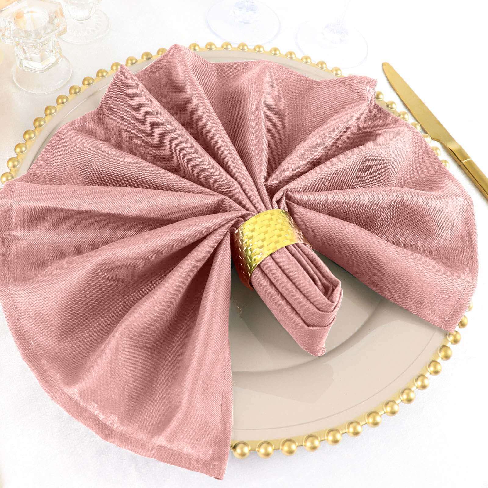 5 Pack Polyester 20x20 Napkins Dusty Rose - Wrinkle Resistant & Easy Care Cloth Napkins