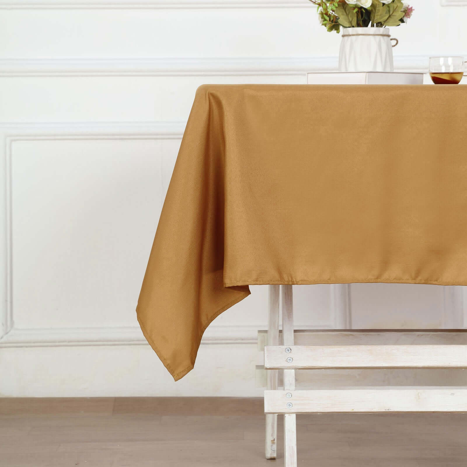 Polyester Square 54x54 Tablecloth Gold - Wrinkle-Resistant & Durable Table Cover for Events