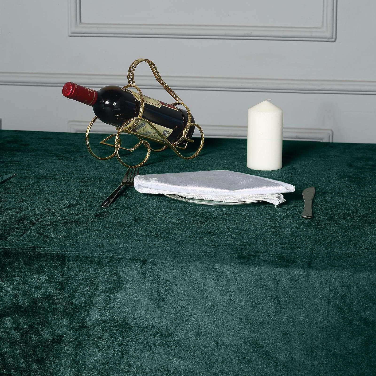 Premium Velvet 90x156 Rectangle Tablecloth Hunter Emerald Green - Reusable Soft & Seamless Table Cover