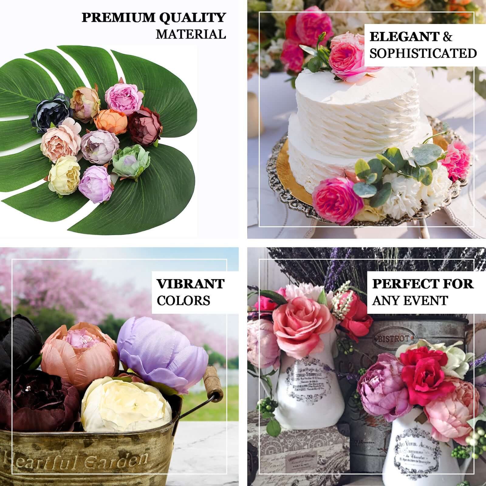 10-Pack Artificial Peony Flower Heads Blush - Versatile Faux Craft Flowers for DIY Event Styling Scrapbooking & Floral Arrangements 3