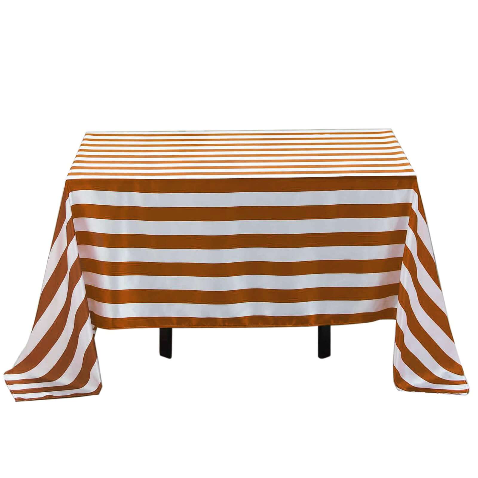 Satin 60x102 Rectangle Tablecloth Gold/White - Stripe Design with Stylish Smooth Finish Table Cover