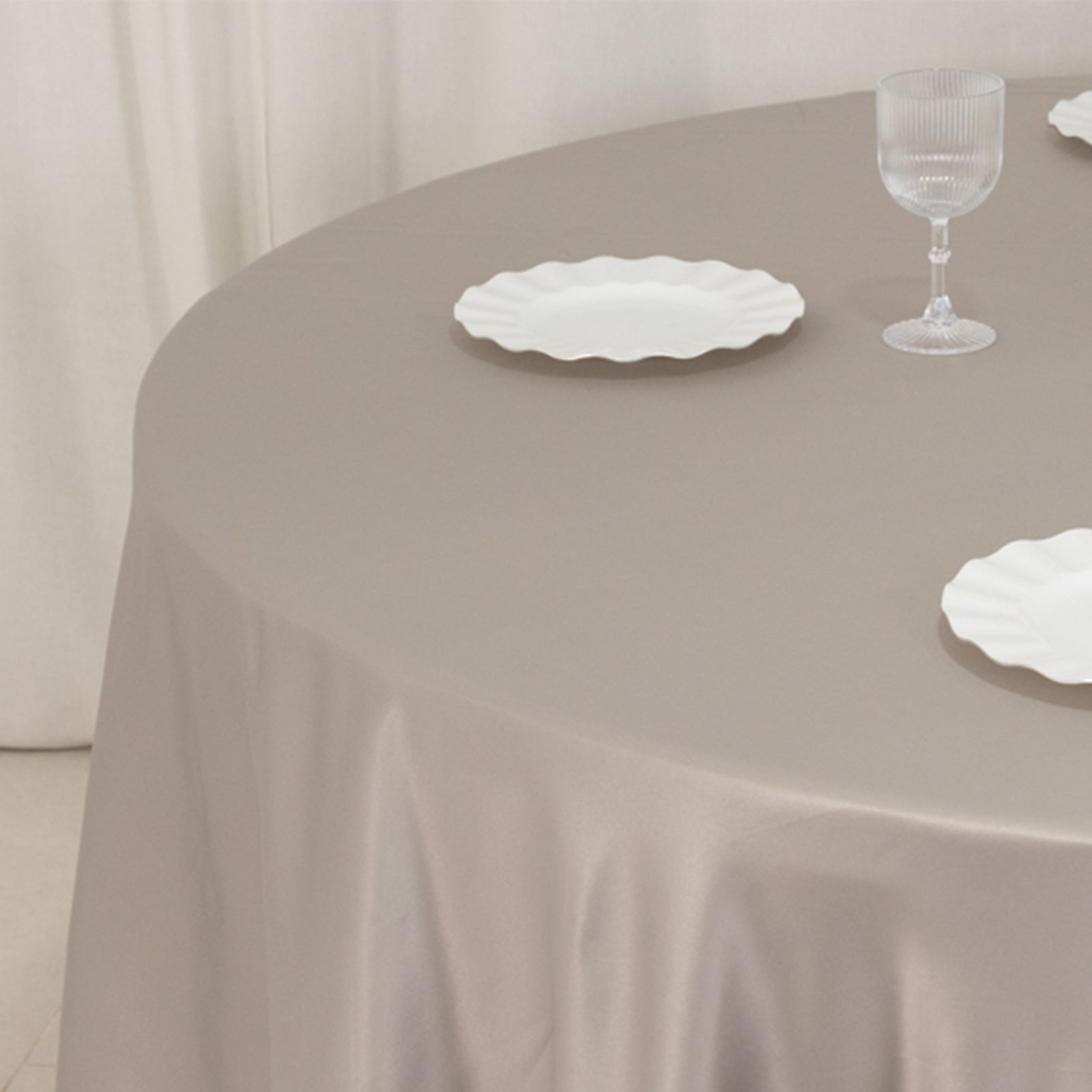 Lamour Satin 108 Round Tablecloth Silver - Durable & Silk-Like Table Cover