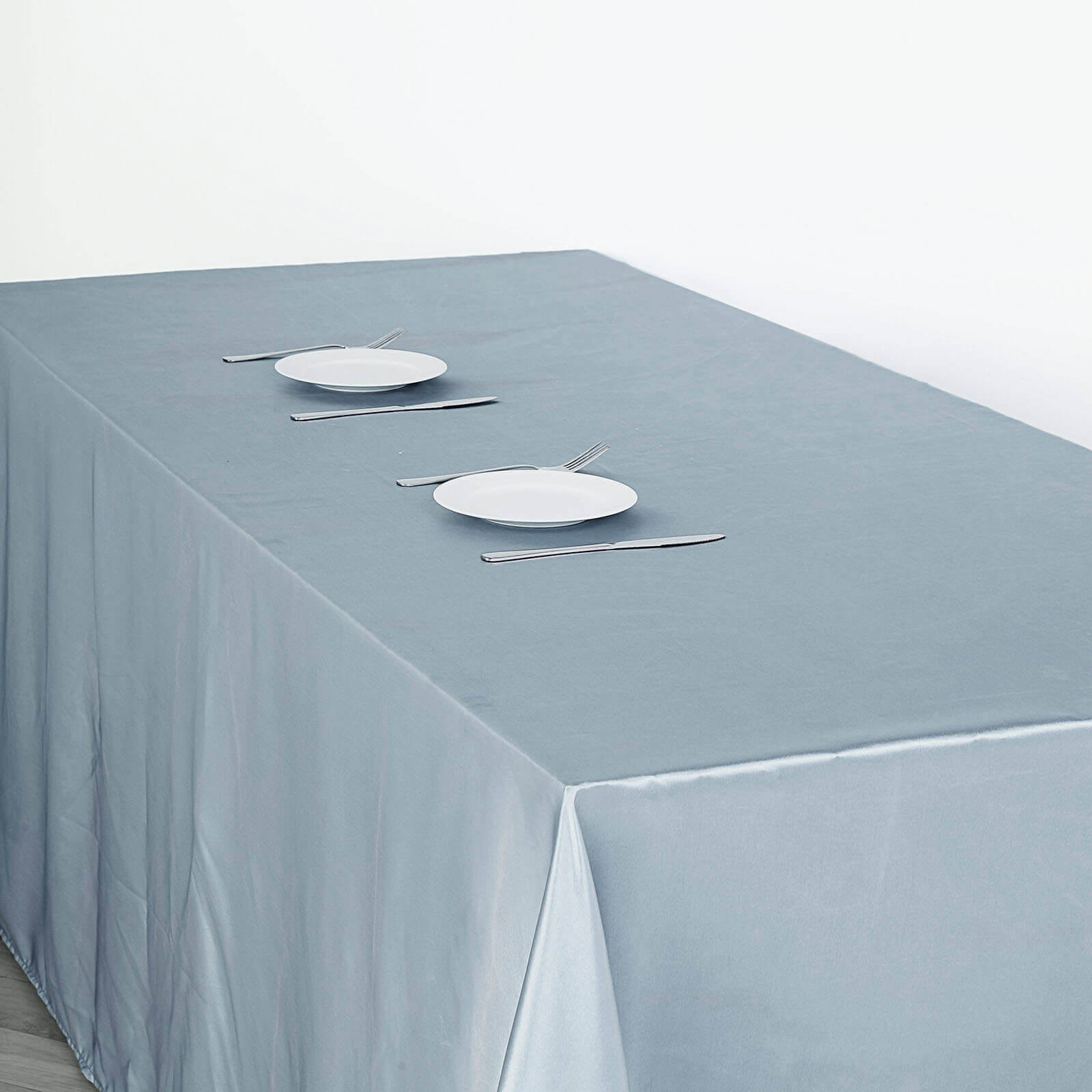 Satin Rectangular 60x126 Tablecloth Dusty Blue - Smooth and Lustrous Table Cover