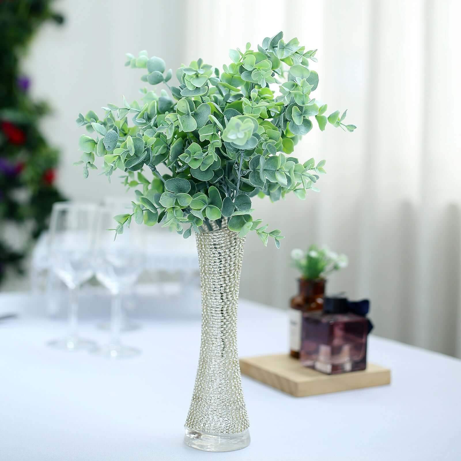 3 Bushes 14 Artificial Eucalyptus Branches, Greenery Bouquet Plants