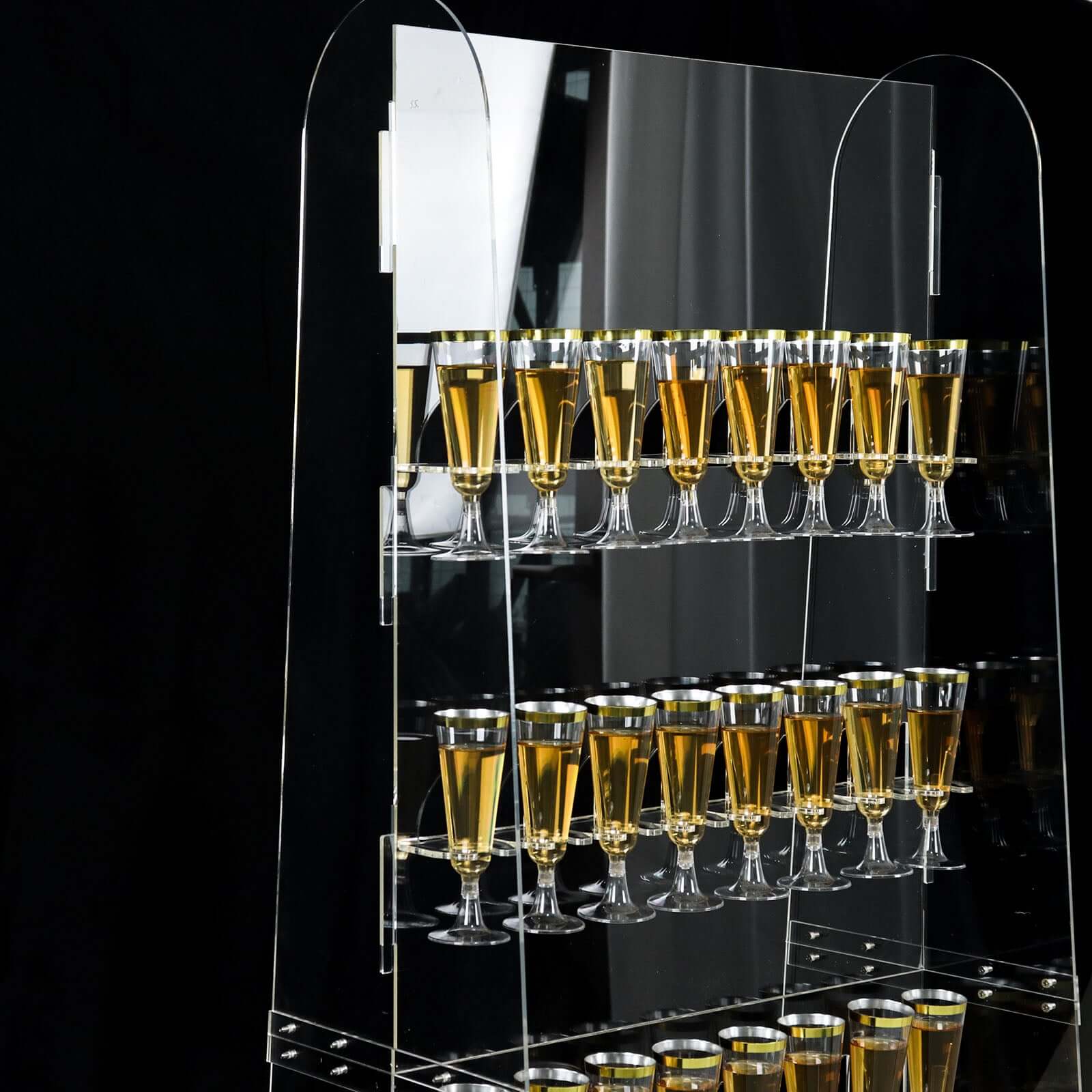 5-Tier Acrylic Champagne Wall Glass Holder Clear, 40 Stemware Rack Cocktail Display Drink Organizer for Classy Events & Banquets 5ft