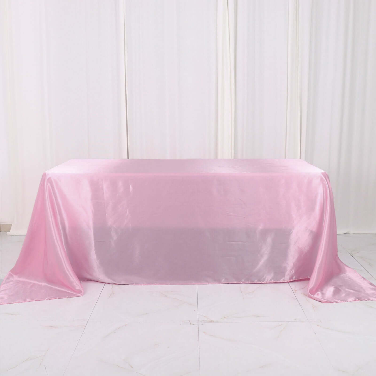 Satin Rectangular 90x132 Tablecloth Pink Satin - Seamless Table Cover