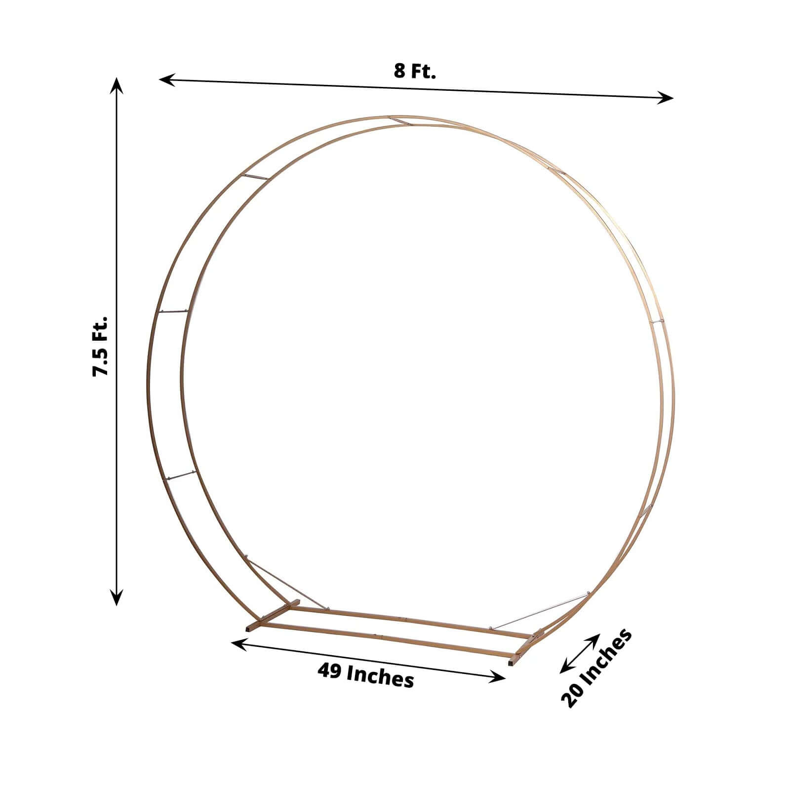 7.5ft Heavy Duty Gold Metal Round Wedding Arbor Floral Balloon Frame, Double Hoop Wedding Arch Photo Backdrop Stand