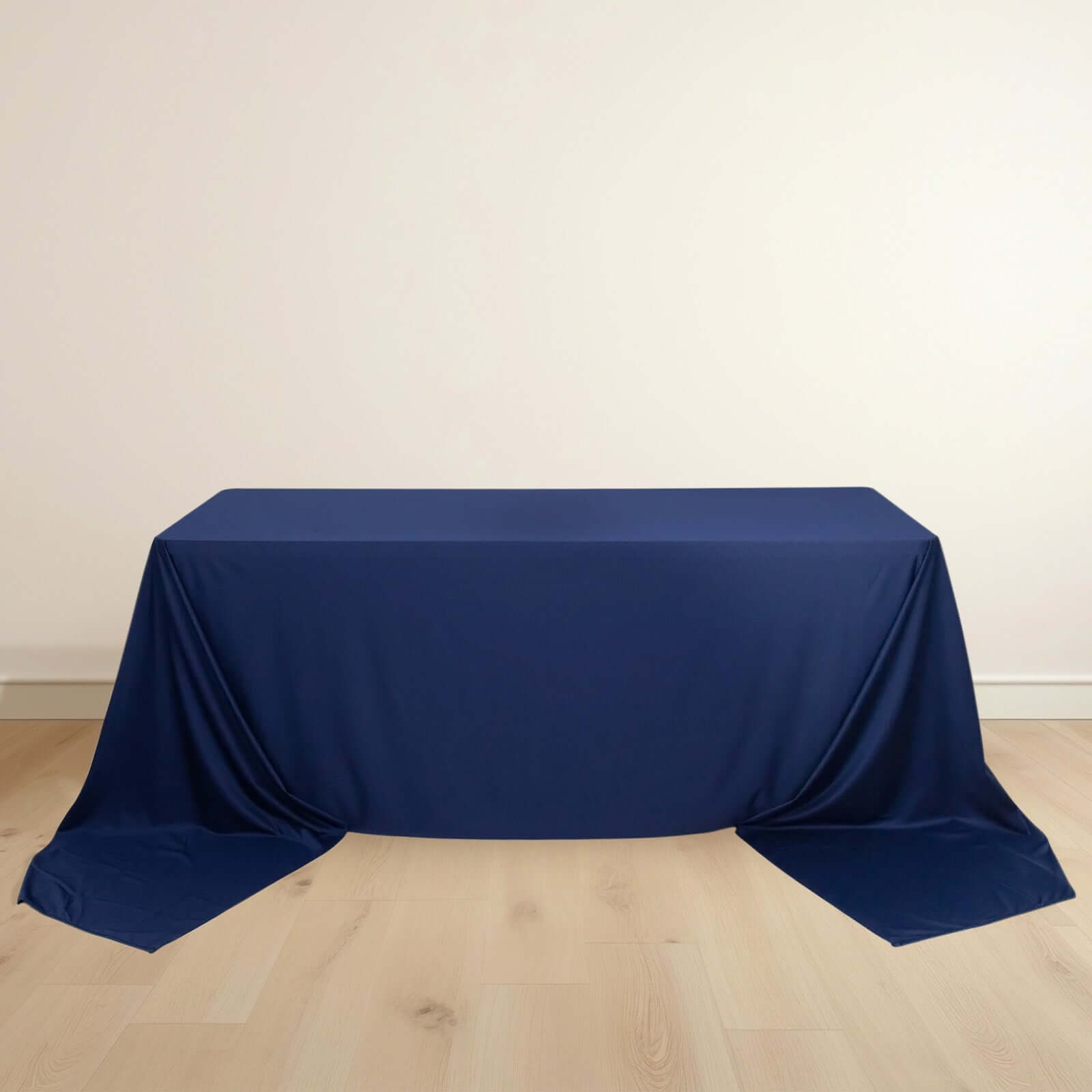 Premium Scuba Rectangular 90x156 Tablecloth Navy Blue - Wrinkle Free, Stain Resistant & Seamless Table Cover