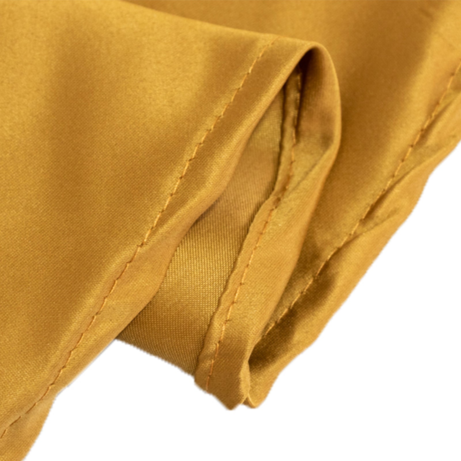 Lamour Satin 120 Round Tablecloth Gold - Seamless Table Cover with Soft Tempered Sheen for Upscale Gatherings