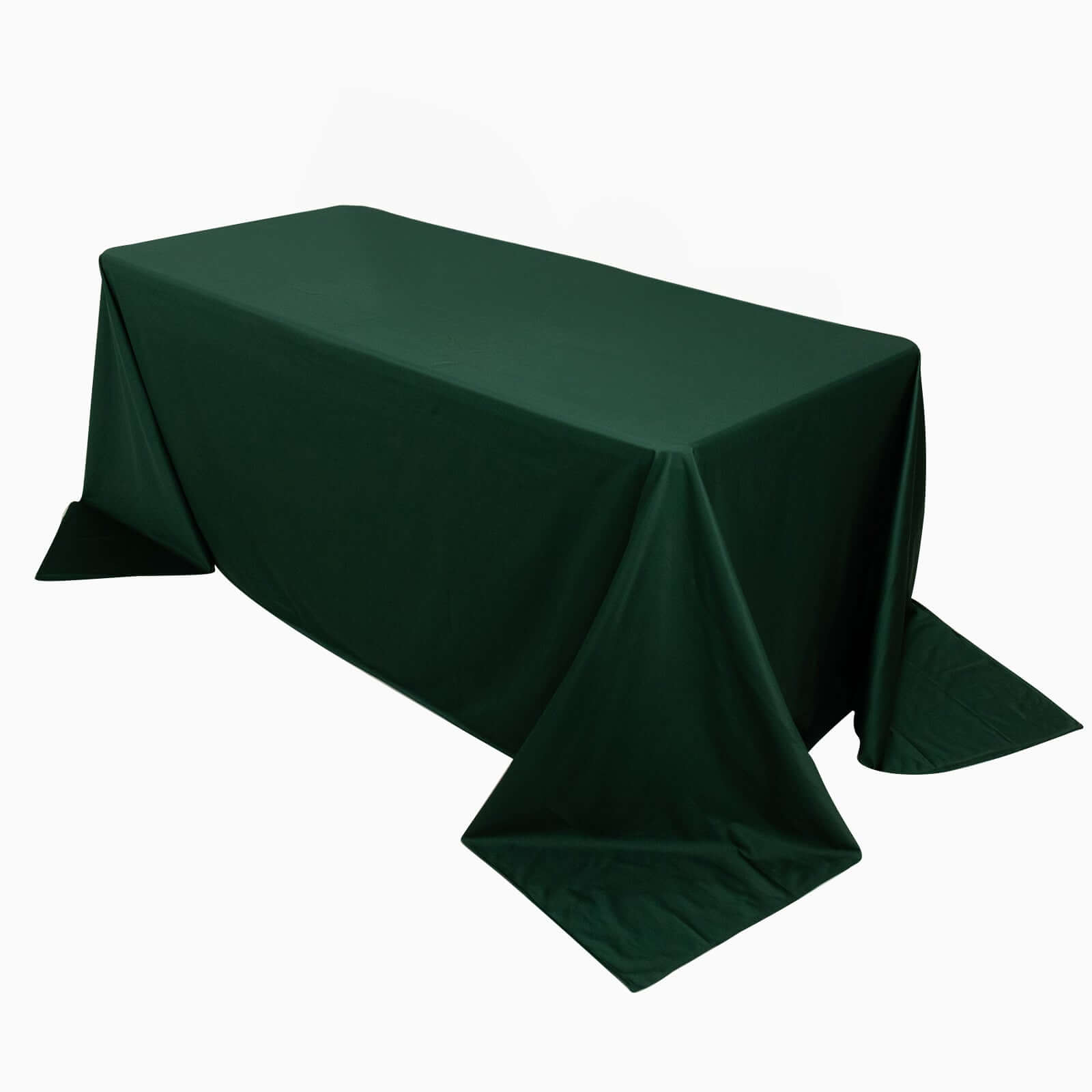 Premium Scuba Rectangular 90x132 Tablecloth Hunter Emerald Green - Wrinkle Free, Stain Resistant & Seamless Table Cover