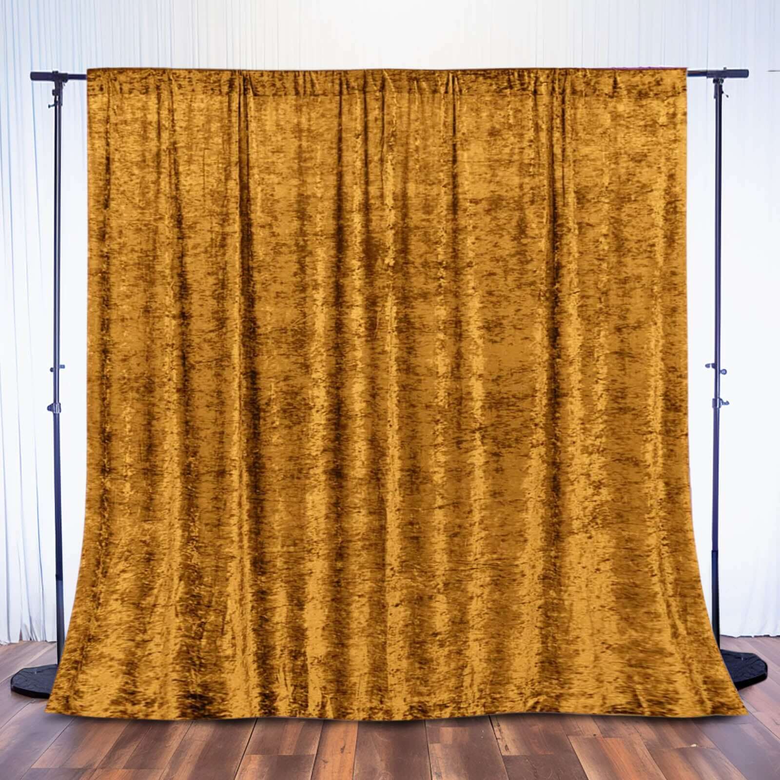 8ftx8ft Gold Premium Smooth Velvet Event Curtain Drapes, Privacy Backdrop Event Panel with Rod Pocket