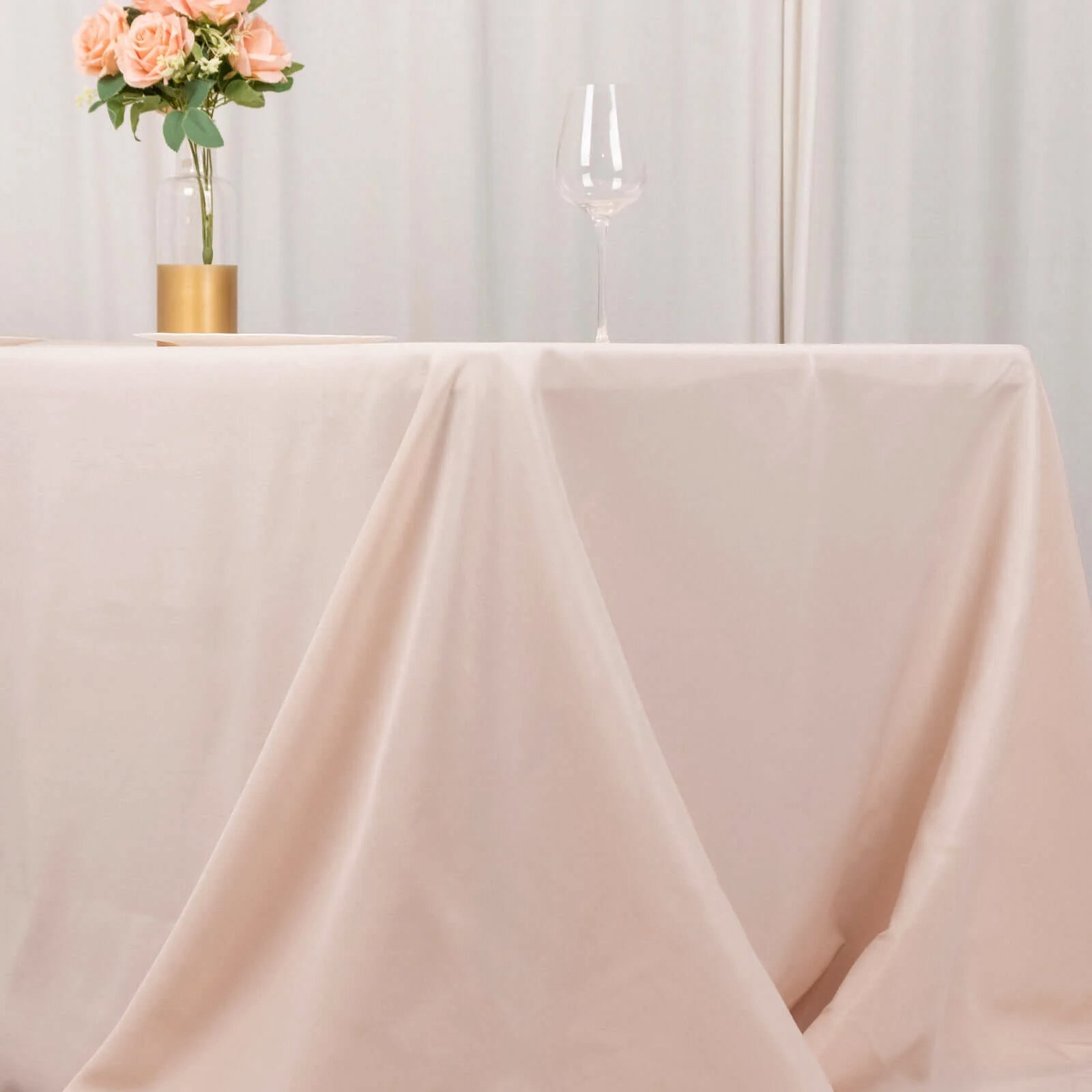 Premium Polyester 90x156 Rectangle Tablecloth Blush - Seamless 220GSM Stain-Resistant Table Cover