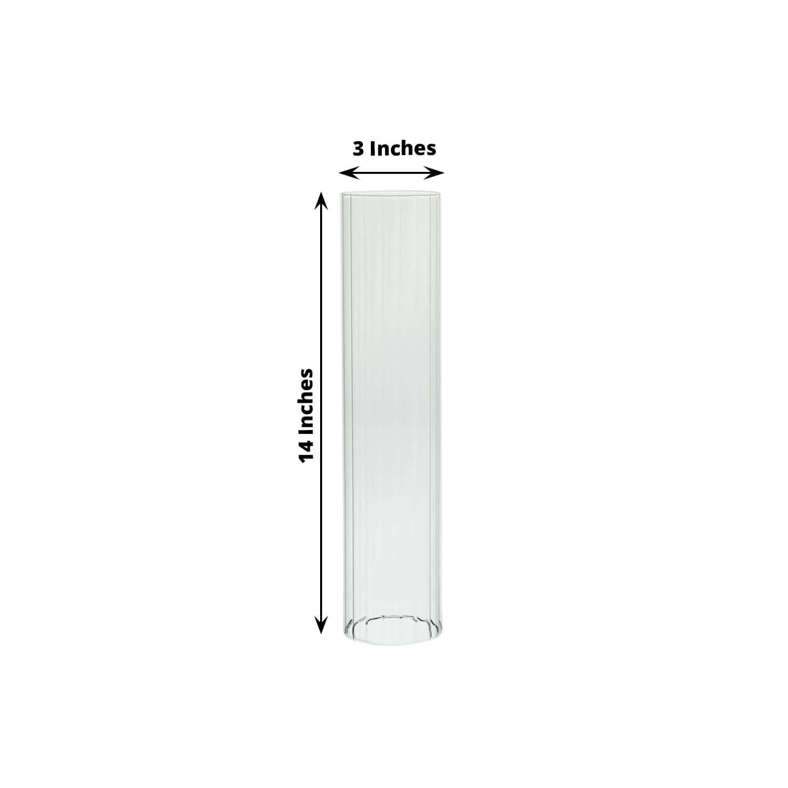 2-Pack Clear Ribbed Glass Hurricane Shades Open End Design - Stylish Candelabra Pillar Candle Holder Table Centerpiece 14