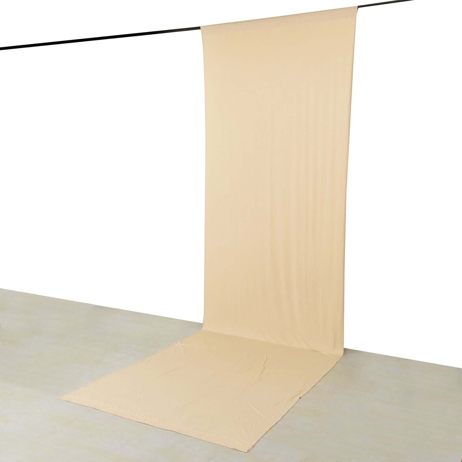 Beige 4-Way Stretch Spandex Event Curtain Drapes, Wrinkle Free Backdrop Event Panel with Rod Pockets - 5ftx16ft