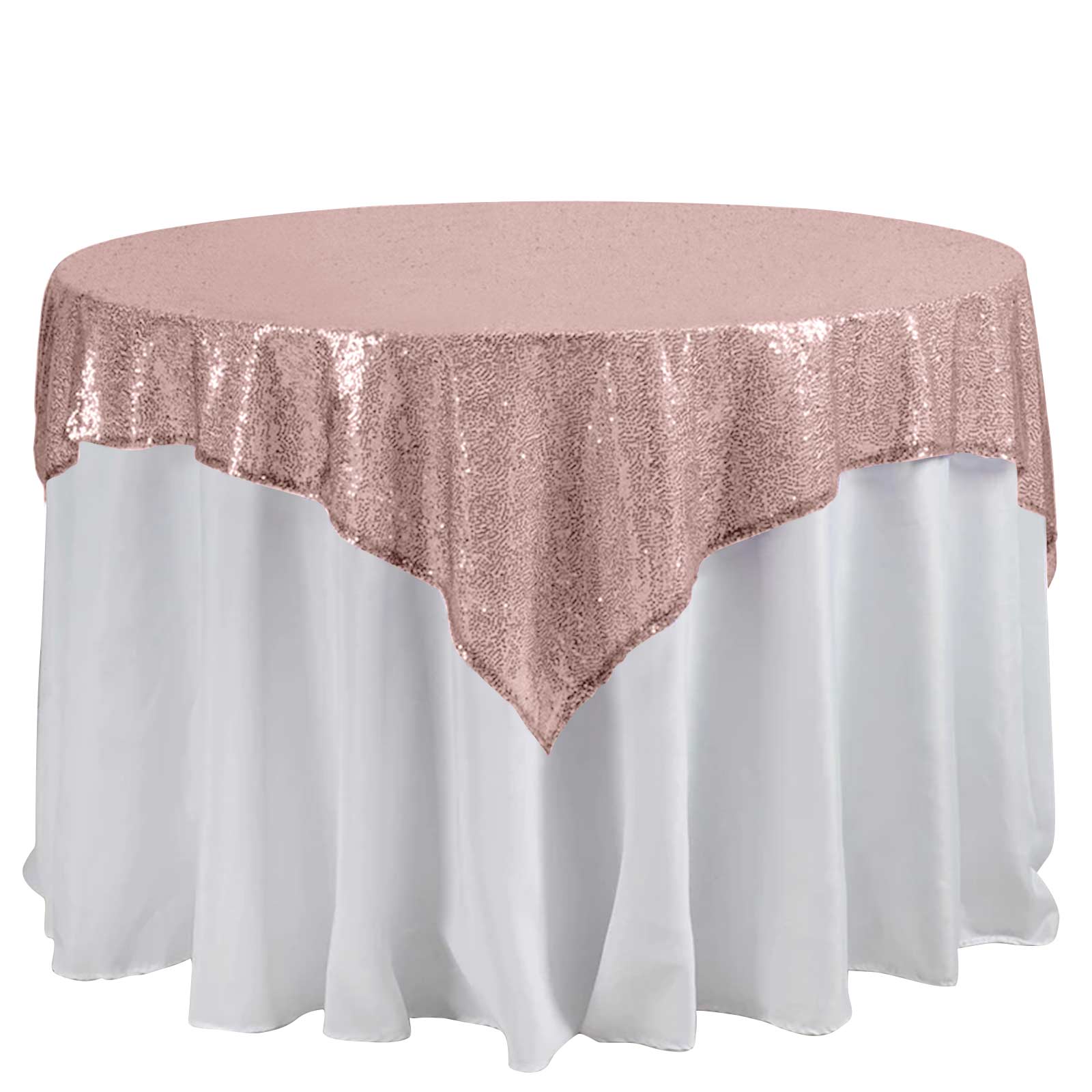 Sequin 60x60 Table Overlay Square Tablecloth Blush - Luxe Wedding Table Topper