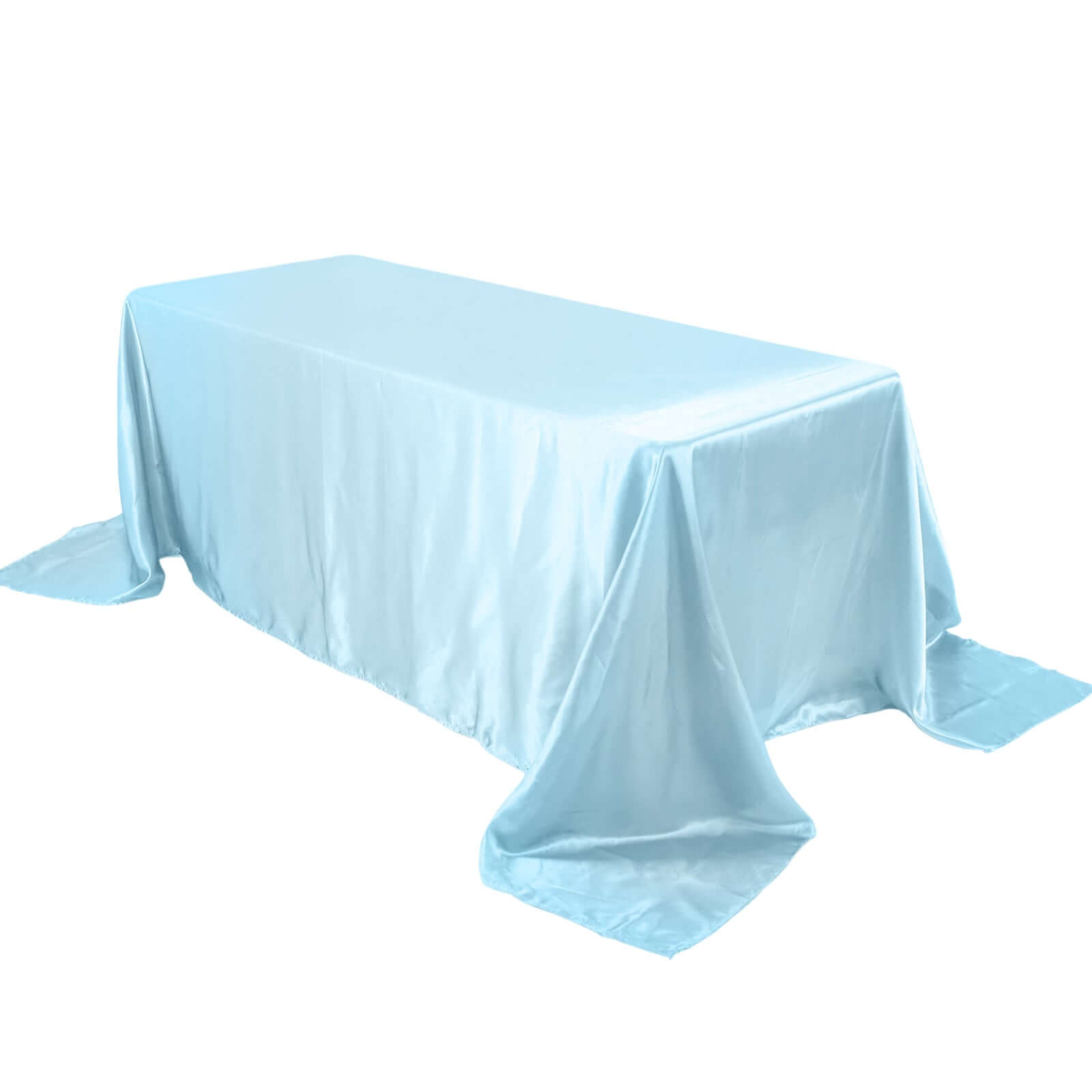 Satin Rectangular 90x132 Tablecloth Light Blue Satin - Seamless Table Cover