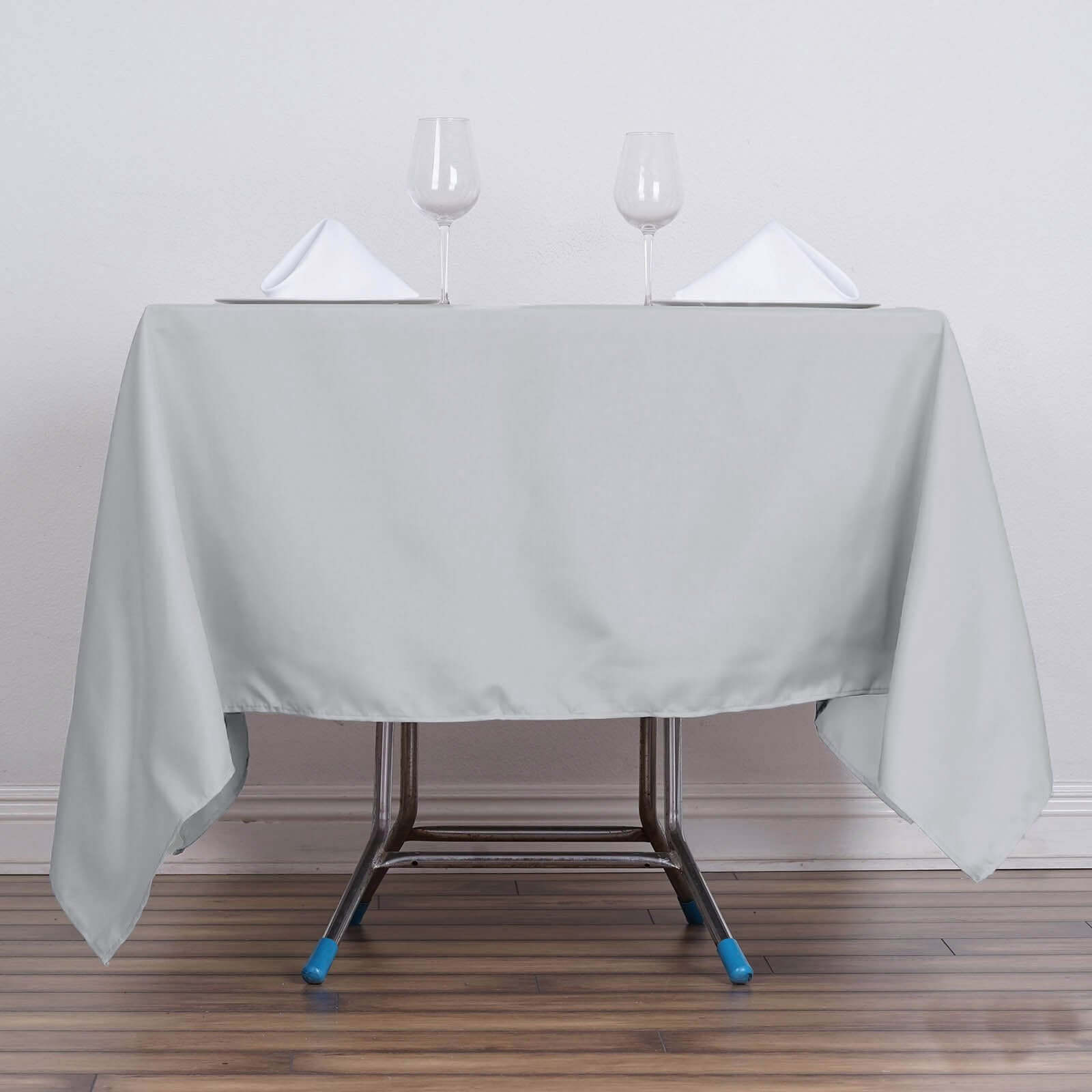 Polyester 70x70 Table Overlay Square Tablecloth Silver - Wrinkle-Resistant & Durable Table Cover