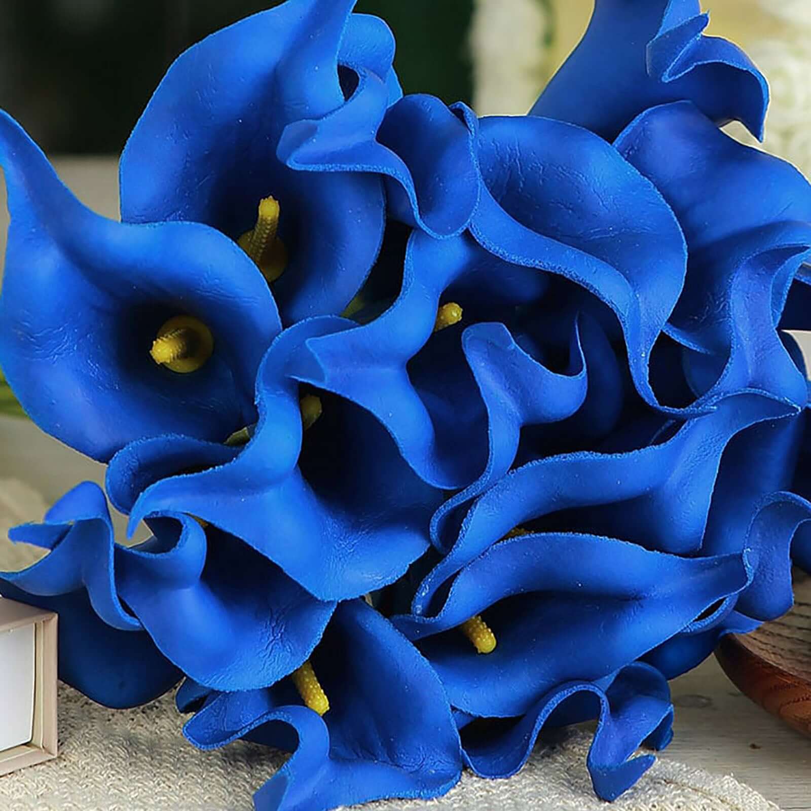 20 Stems 14 Royal Blue Artificial Poly Foam Calla Lily Flowers