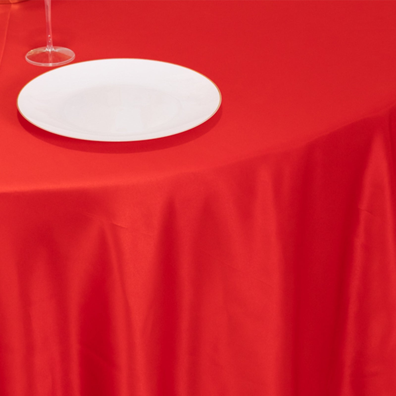 Lamour Satin 120 Round Tablecloth Red - Seamless Table Cover with Soft Tempered Sheen