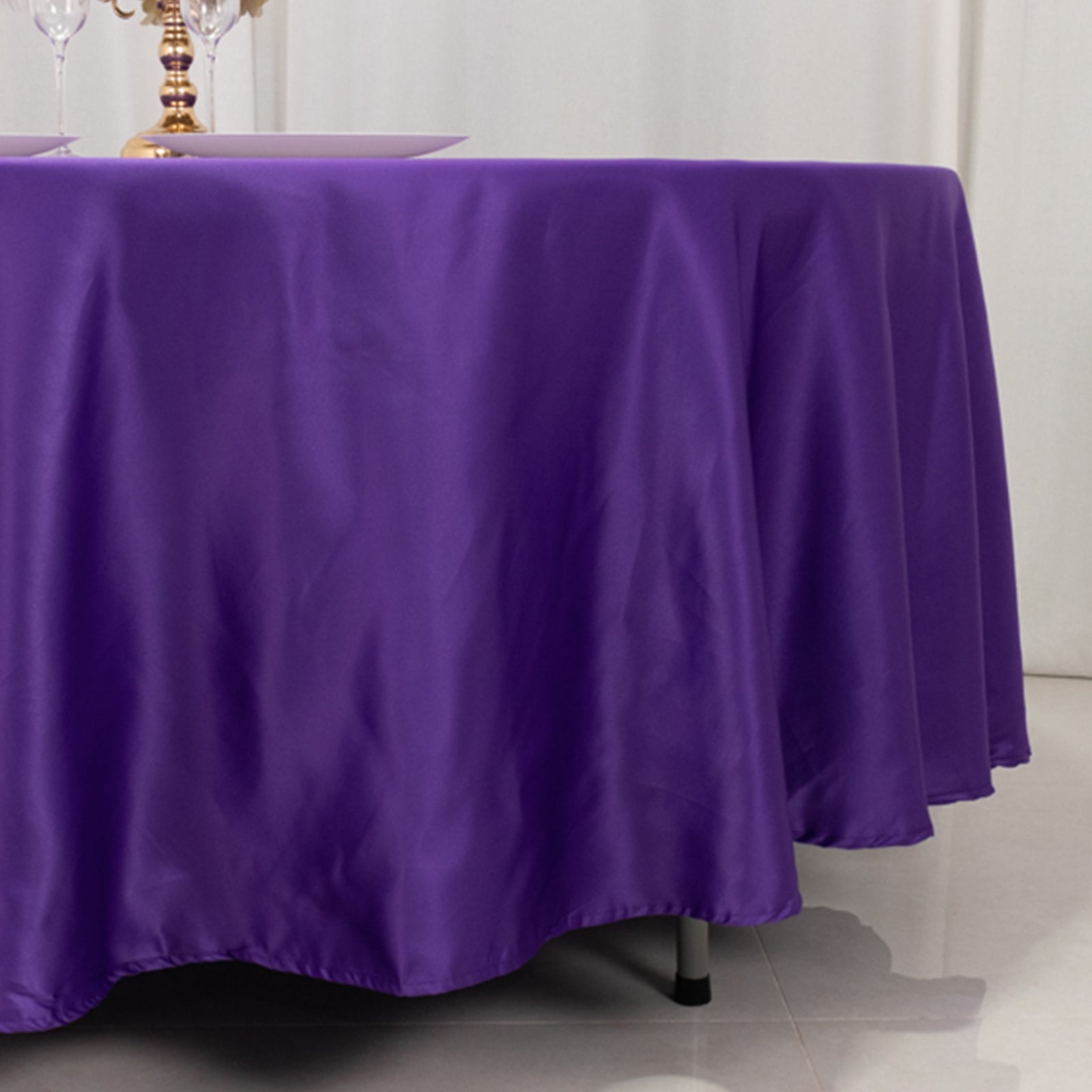 Lamour Satin 108 Round Tablecloth Purple - Durable & Silk-Like Table Cover