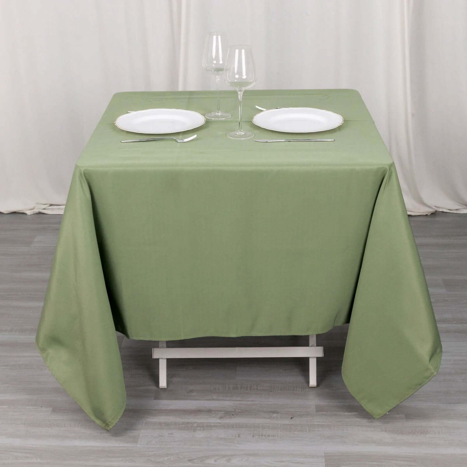 Premium Polyester Square Tablecloth 70x70 Dusty Sage Green - 220GSM Wrinkle-Resistant Table Cover