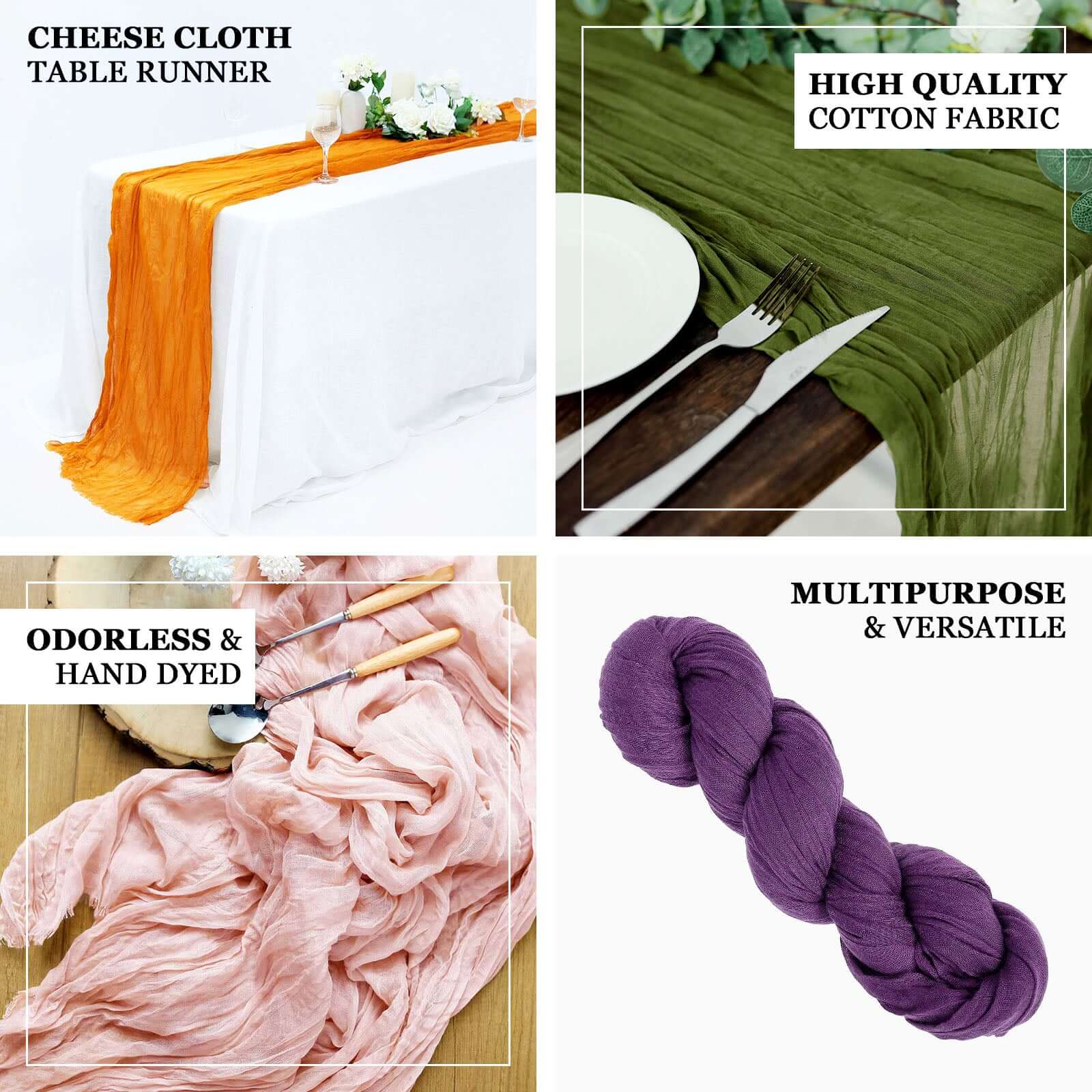 Gauze Cheesecloth 10ft Table Runner Pink - Rustic Boho Style