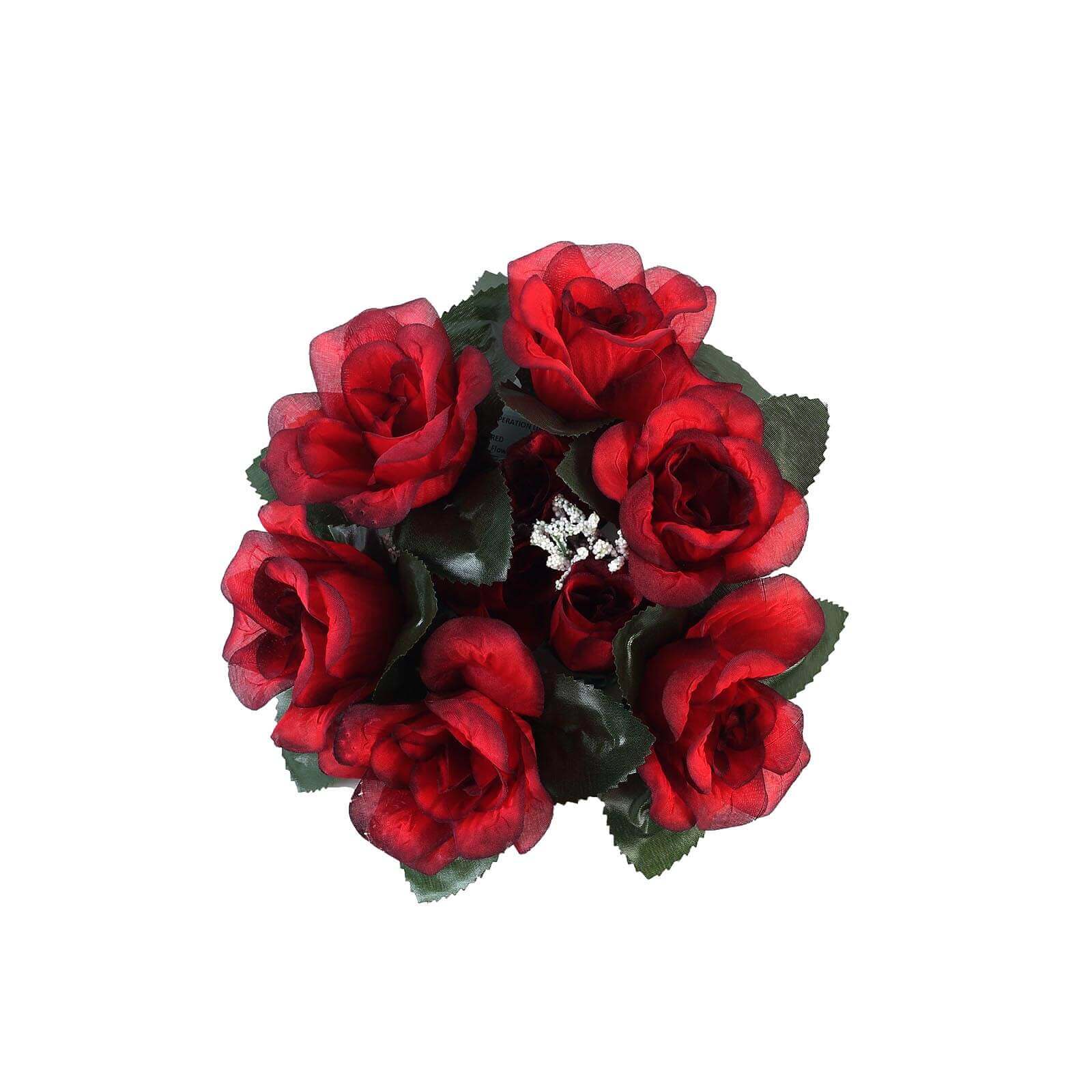 4 Pack 3 Black Red Artificial Silk Rose Flower Candle Ring Wreaths