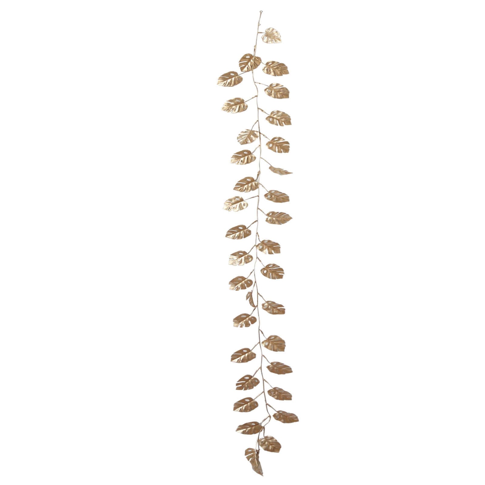 Artificial Monstera Leaf Hanging Vine Metallic Gold - Faux Table Garland for Tropical Outdoor & Boho-Inspired Events 7ft