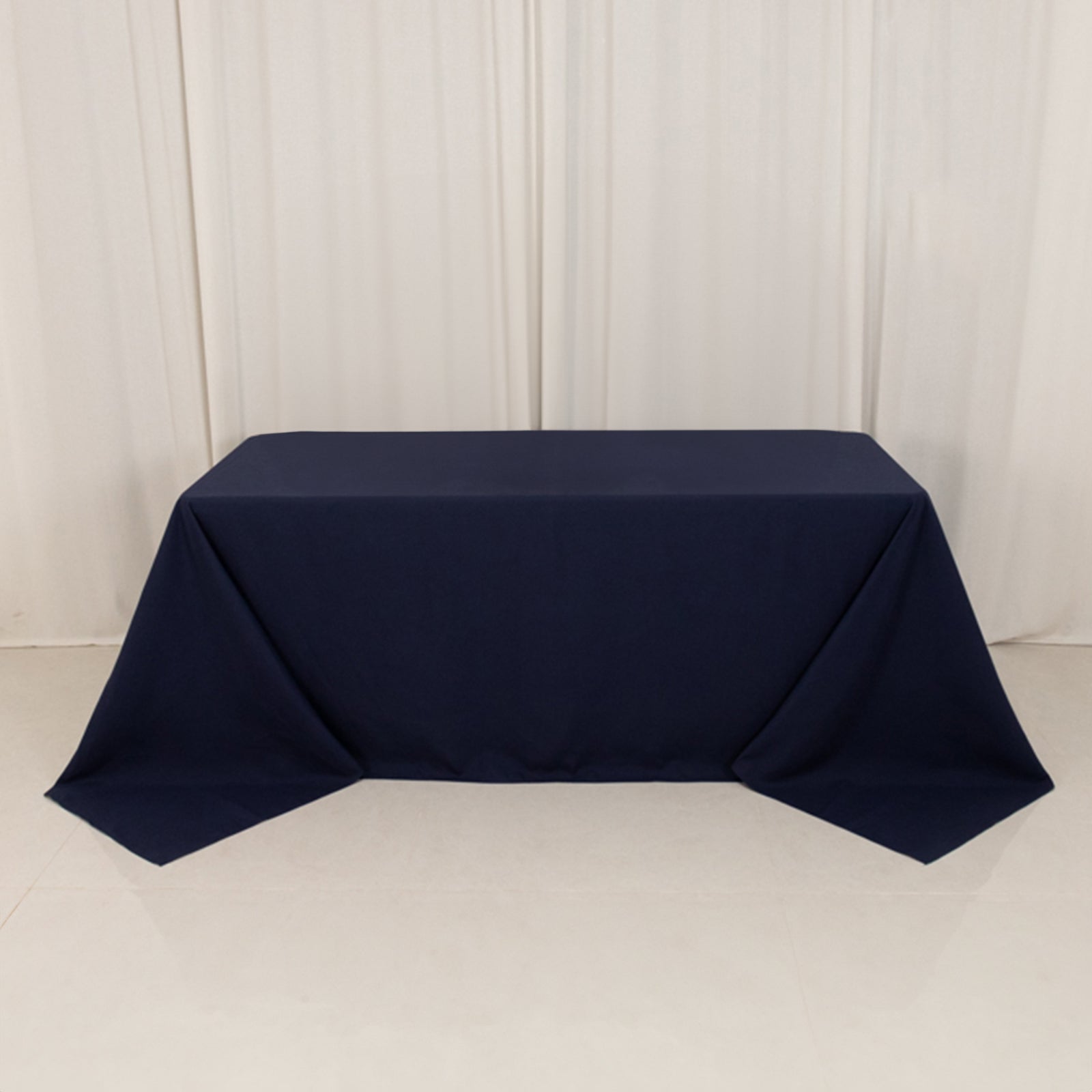 Cotton Blend 90x132 Rectangle Tablecloth Navy Blue - Seamless Wrinkle-Resistant Table Cover