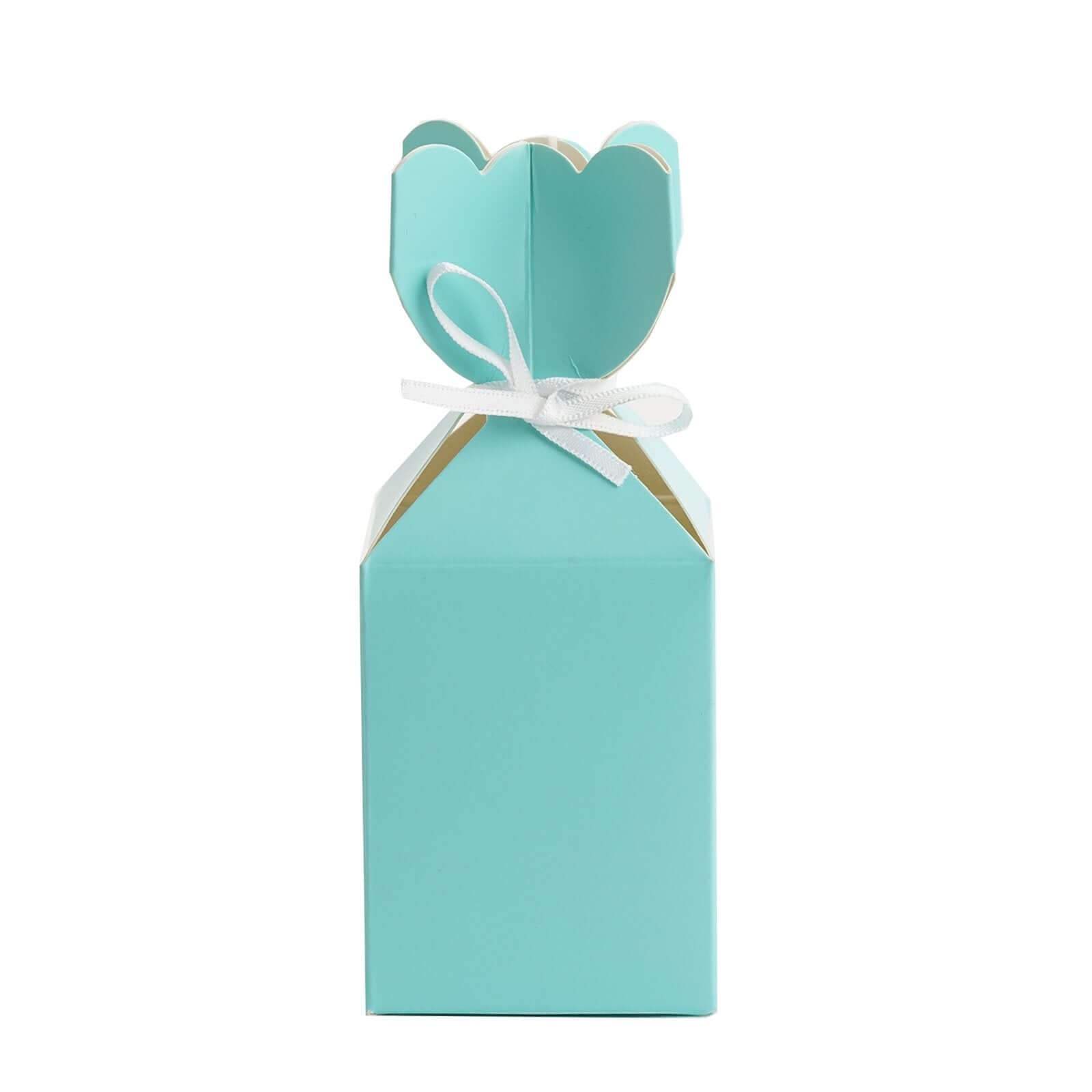 25 Pack Turquoise Floral Top Satin Ribbon Party Favor Candy Gift Box