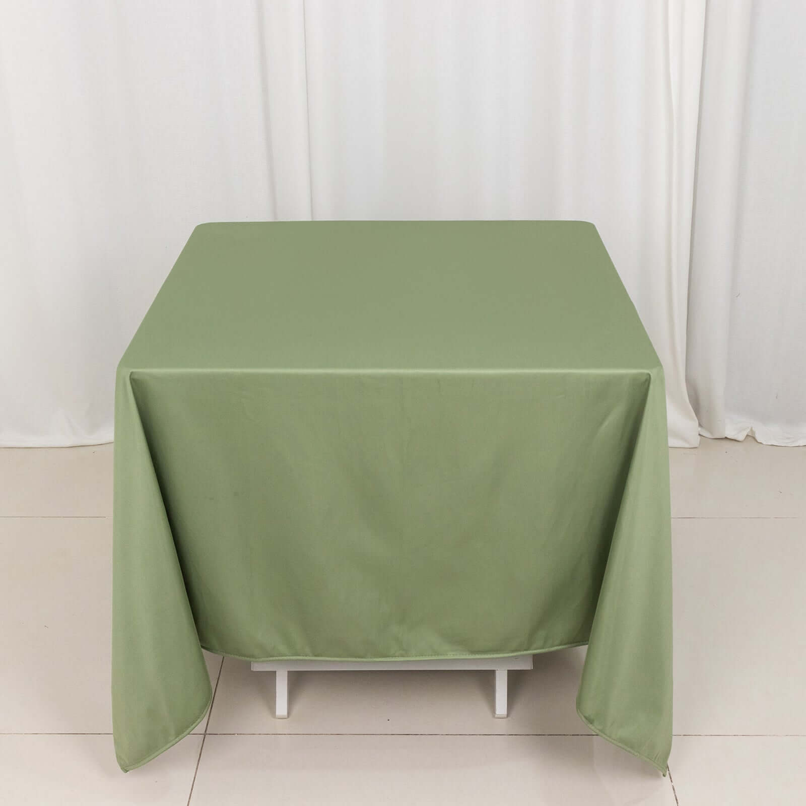 Premium Scuba Square 70x70 Tablecloth Dusty Sage Green - Wrinkle Free & Stain Resistant Table Cover