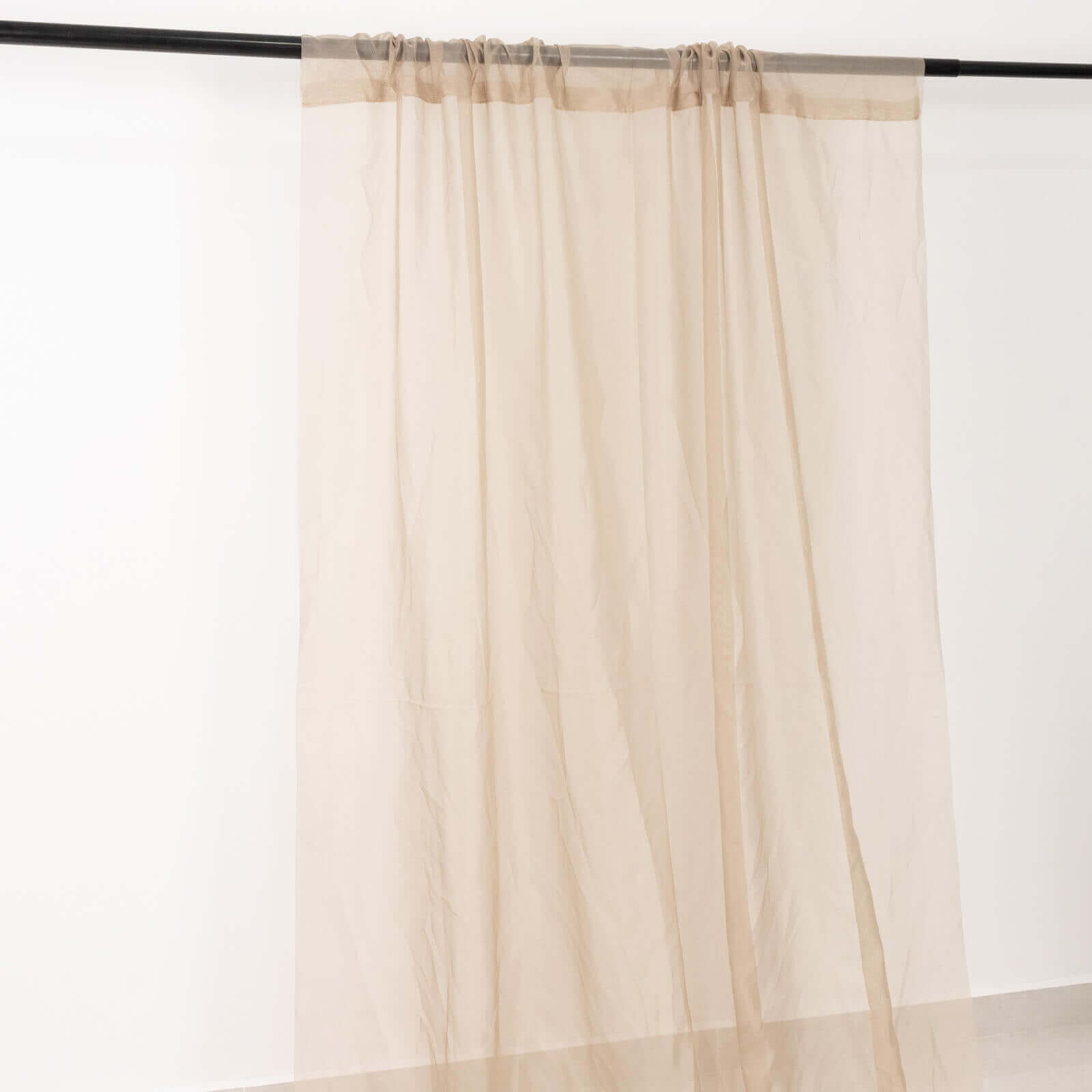 5ftx32ft Premium Natural Chiffon Curtain Panel, Durable Flame Resistant Backdrop Ceiling Drapery With Rod Pocket