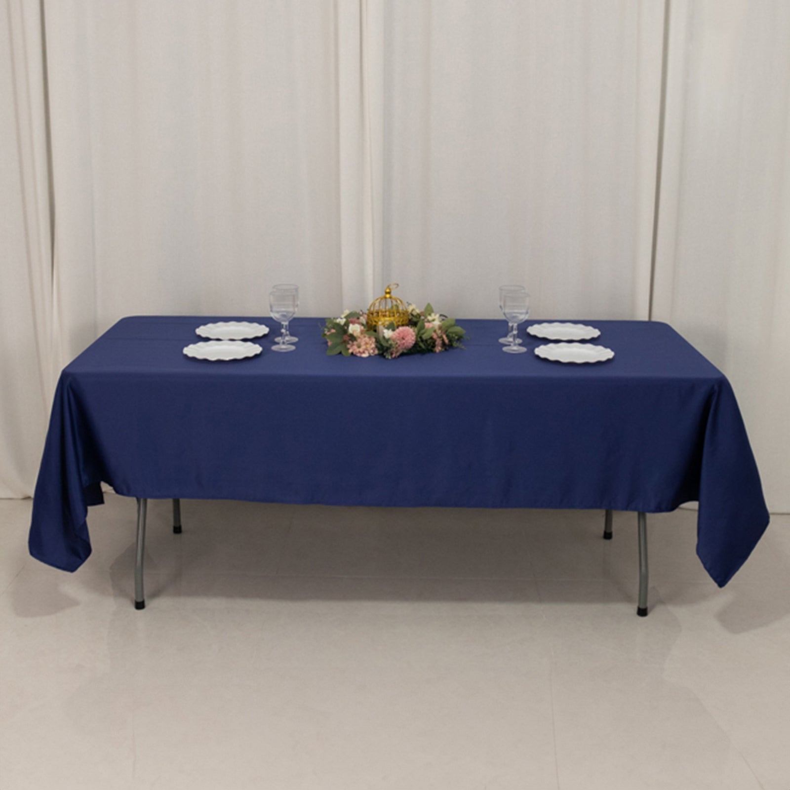 Lamour Satin 60x102 Rectangle Tablecloth Navy Blue - Durable & Silky Soft Feel Table Cover